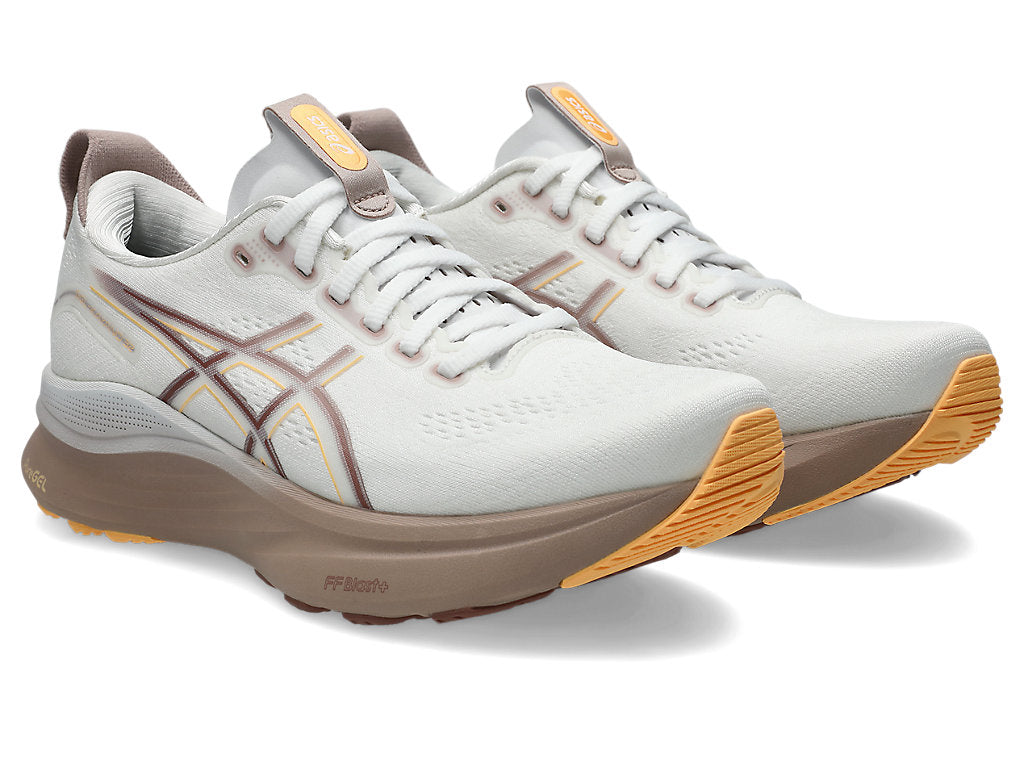 ASICS Women's GEL-Kayano 32 Running Shoes - White/Orange Glow - Stability & Cushioning for Long-Distance Running, Jogging, and Gym Workouts