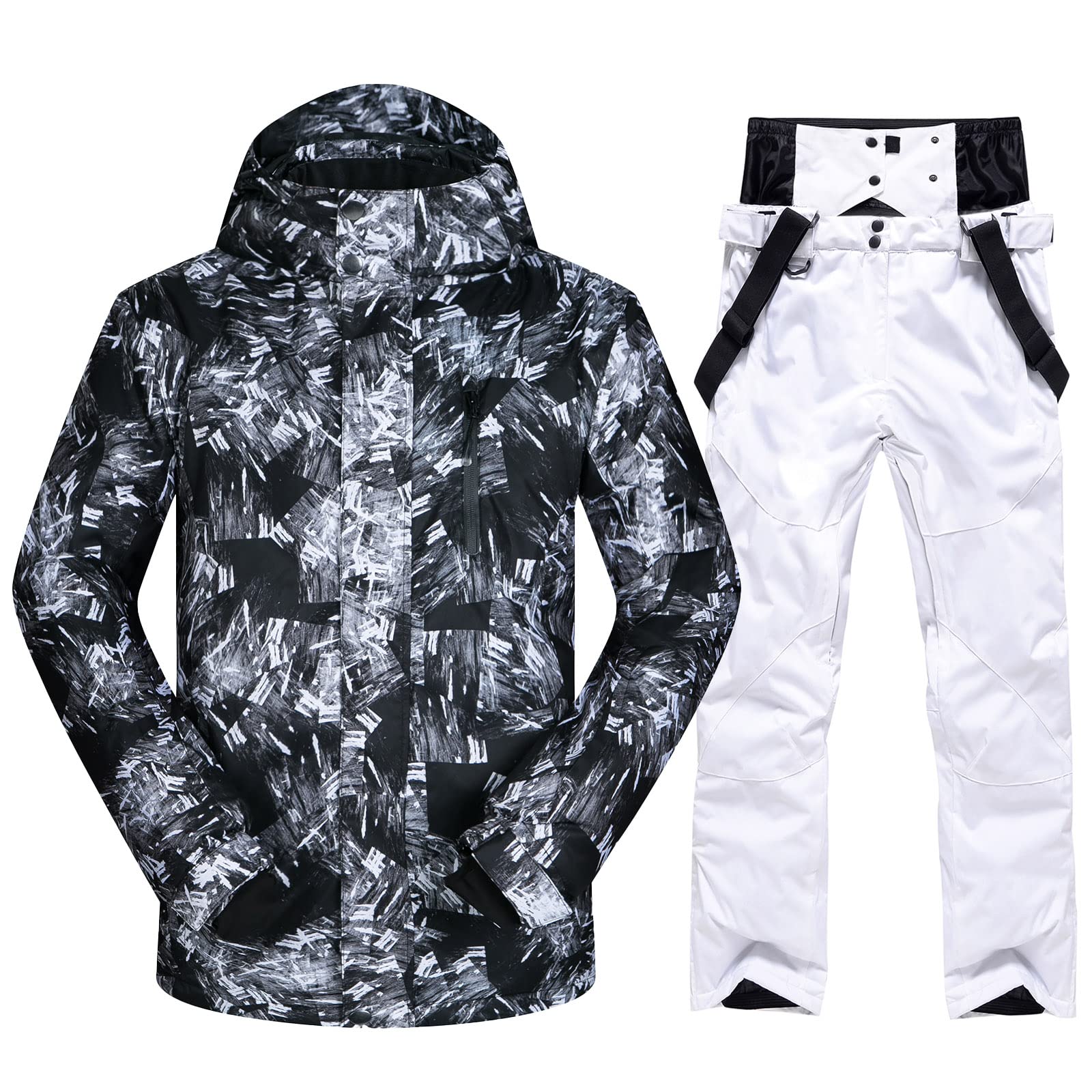 **Men's Waterproof Ski Jacket & Pants Set - Windproof Snowboarding Suit with Hood for Winter Sports - Perfect for Skiing, Snowboarding & Outdoor Winter Activities**