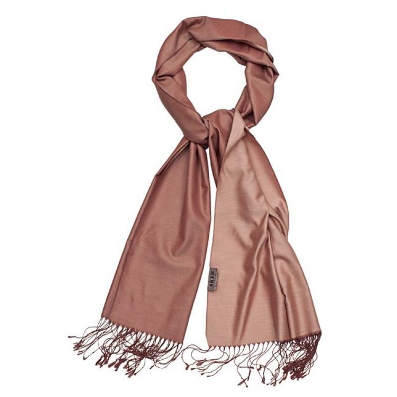 Luxury Aker Double Sided Silk Shawl - Brown for Women | Spring Summer Fashion Scarf Wrap | Perfect for Weddings, Parties & Evening Events