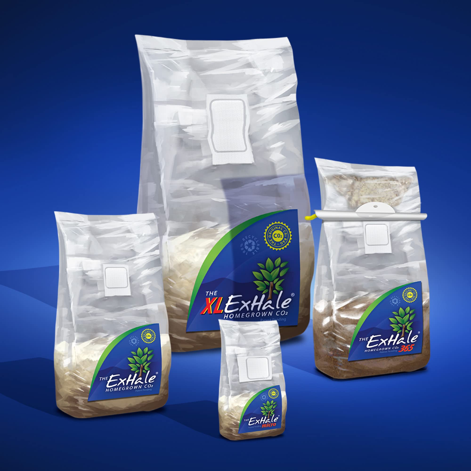 Exhale Homegrown CO2 365 - Self-Activated CO2 Bags for Indoor Plants (4 Pack, 4lbs) - Perfect for Grow Tents, Hydroponics & Greenhouses - Enhances Plant Growth in Indoor Gardens & Grow Rooms