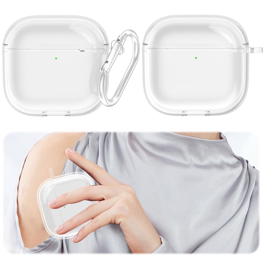 GETBSTOOP Clear TPU Protective Case with Carabiner for Apple AirPods 4 (2024) - Shockproof Wireless Earphone Cover for Gym, Running, Travel & Outdoor Activities