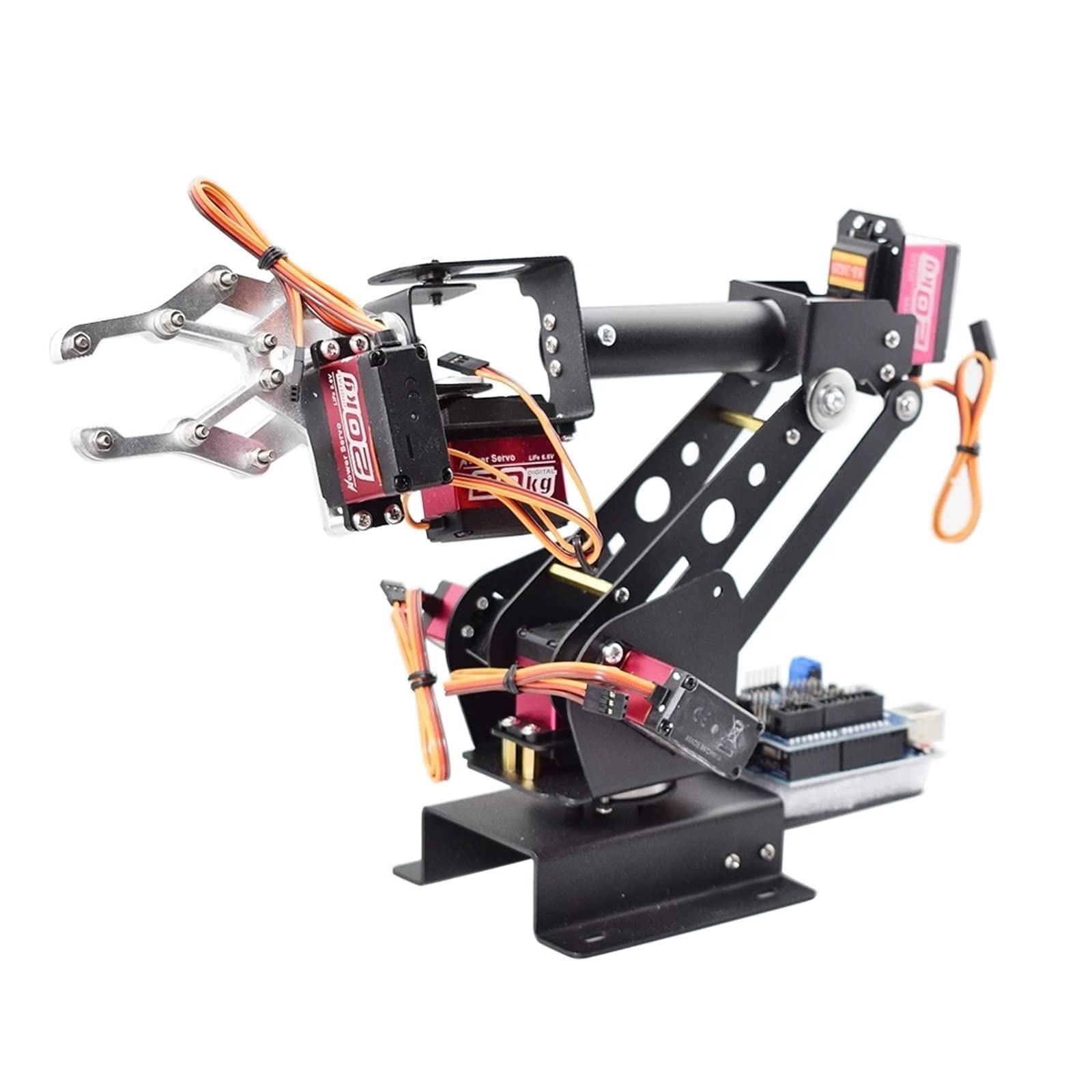 LXSWY 6 DOF Robotic Arm Kit with Gripper Claw - Programmable Robot Manipulator for Arduino, Raspberry Pi & STEM Education | Perfect for DIY Robotics Projects & Classroom Learning
