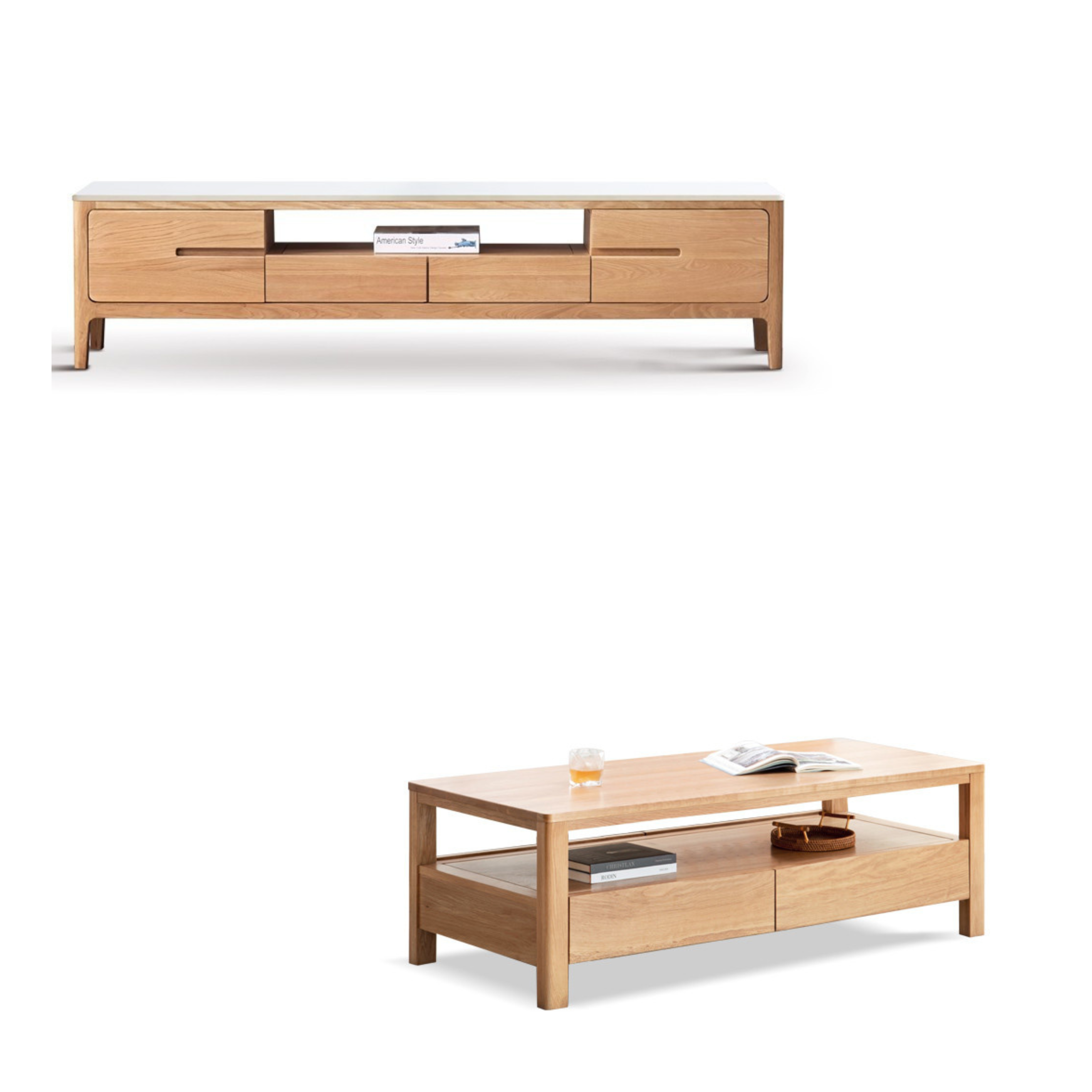 Solid Oak Wood TV Stand for Living Room - Modern Entertainment Center with Storage Shelves, Perfect for TVs up to 65 inches - Durable & Stylish Furniture for Home Theater Setup