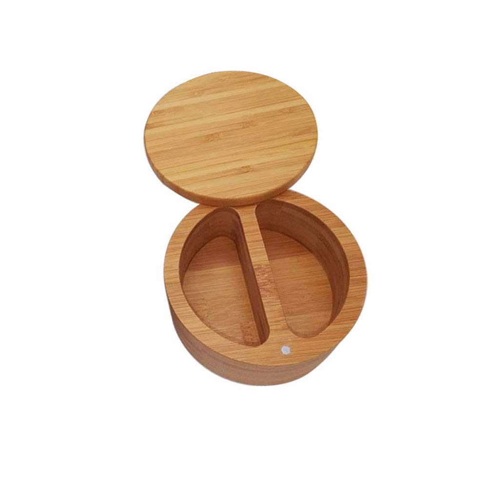 Premium Bamboo Salt and Spice Storage Containers with Magnetic Lock - Double Grid Design for Kitchen Organization | Perfect for Pantry, Countertop, and Cooking Essentials Storage