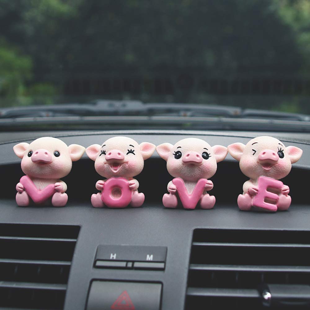Cute Pink Pig Cake Toppers - 4pcs for Dessert & Bonsai Decor