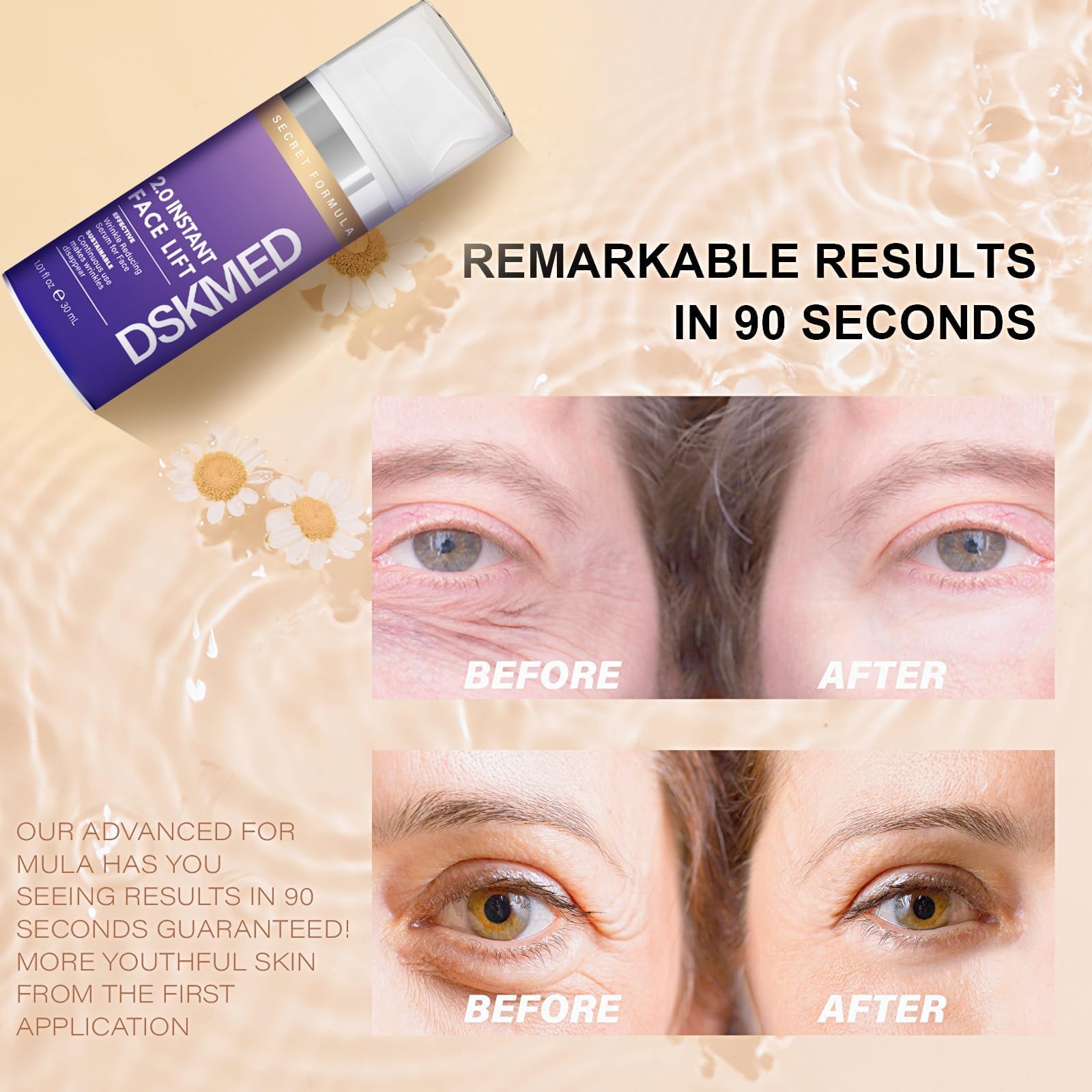 Instant Firmx Eye 2.0 - Anti-Puffiness & Dark Circle Eye Cream with Wrinkle Serum | Tightening Treatment for Face & Neck | 1.01oz Purple | Perfect for Morning Routine & Night Care