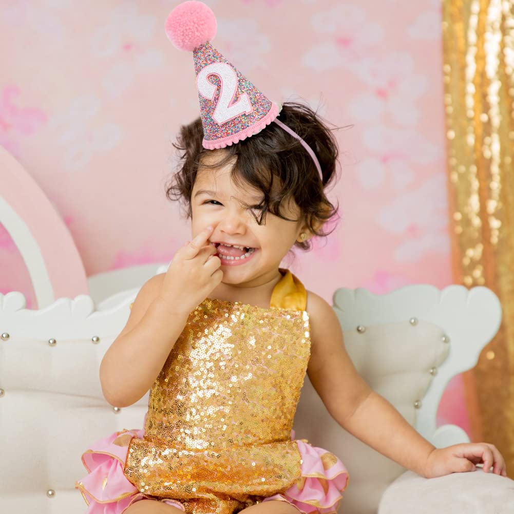 Glitter Rainbow Cone Hat for Birthday Party - Fun & Festive Birthday Decorations for Kids & Adults - Perfect for Birthday Celebrations, Photo Booths & Themed Parties