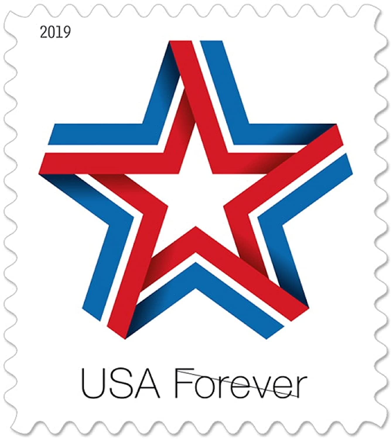 100 Forever First Class USPS Postage Stamps with Star Ribbon Design - Perfect for Mailing Letters, Greeting Cards & Wedding Invitations