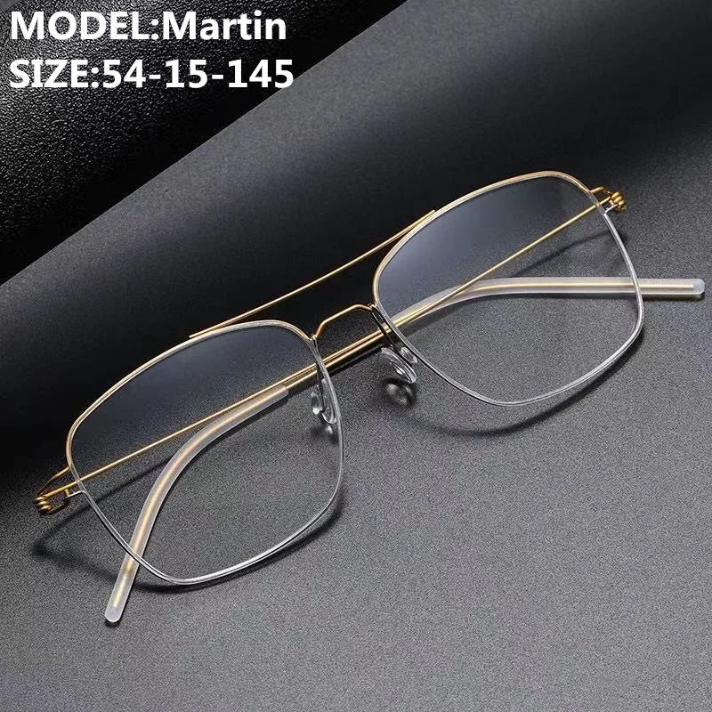 Aimee Unisex Full Rim Square Double Bridge Titanium Eyeglasses 1554 - Lightweight Durable Frame for Men & Women - Perfect for Reading, Work, and Everyday Use