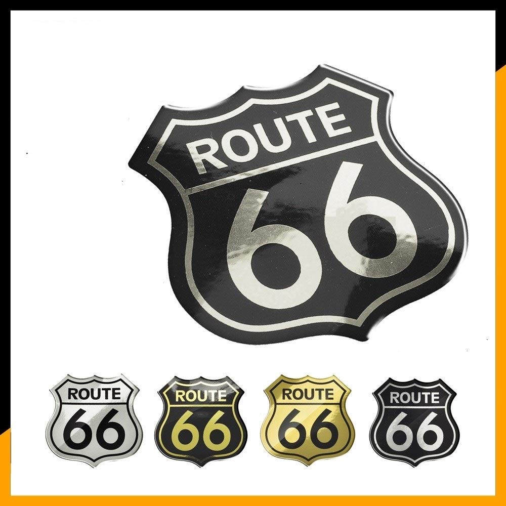 3D Motorcycle Decal Sticker - Historic Route 66 Car Stickers for Indian & Big Dog Bikes - Black Gold Vinyl Decals for Helmets, Cars & Motorcycles - Perfect for Road Trips & Biker Enthusiasts