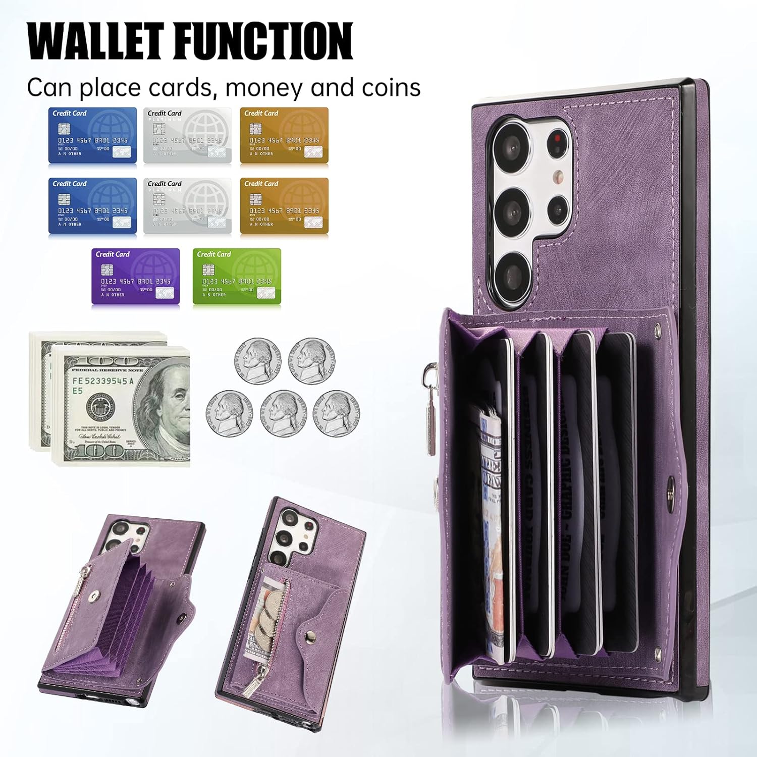 Premium Samsung Galaxy S25 Ultra Leather Wallet Case with Card Slots - Magnetic Closure, Shockproof Protection & Kickstand - Elegant PU Leather Flip Cover for All-in-One Convenience & Style | Perfect for Business, Travel & Everyday Use