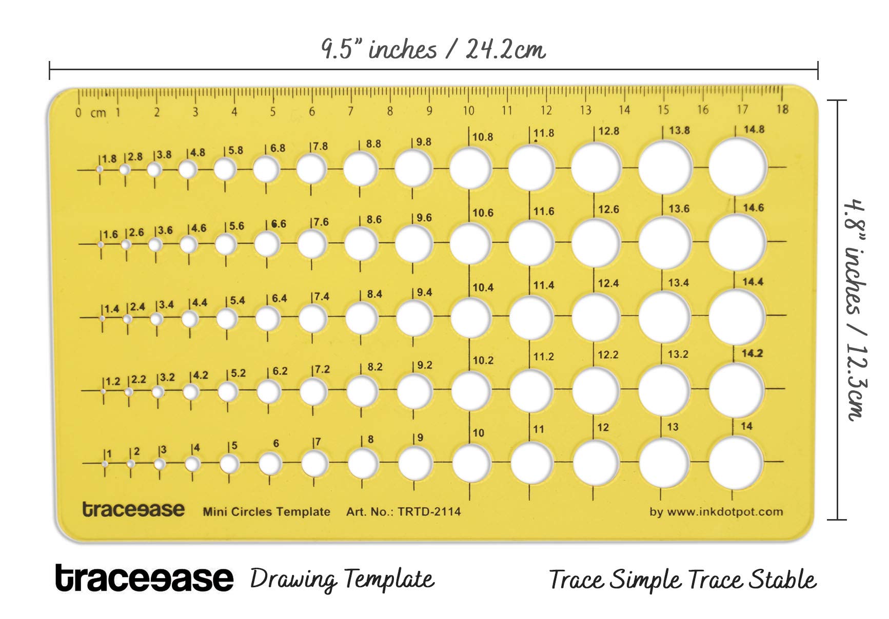 Traceease Geometric Drafting Mini Circle Template - Professional Drawing Stencil & Measuring Ruler for Architects, Engineers, Artists - Perfect for Sketching, Technical Drawings, and DIY Craft Projects