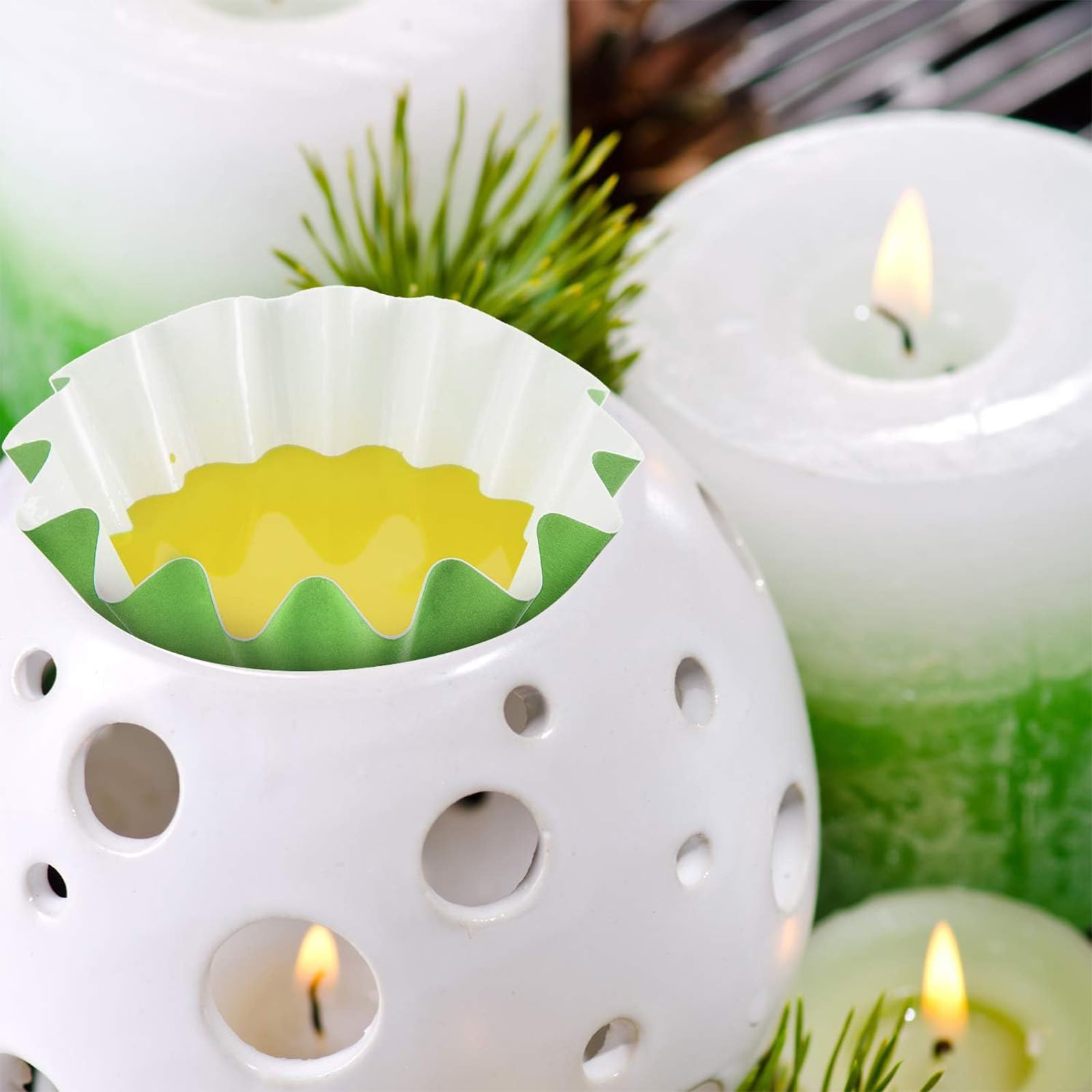 Eco-Friendly Reusable Wax Warmer Liners - Leakproof Containers for Scented Candles & Electric Wax Melters (50-Pack, Green) | Perfect for Home Aromatherapy, Spa Relaxation & Gift Giving