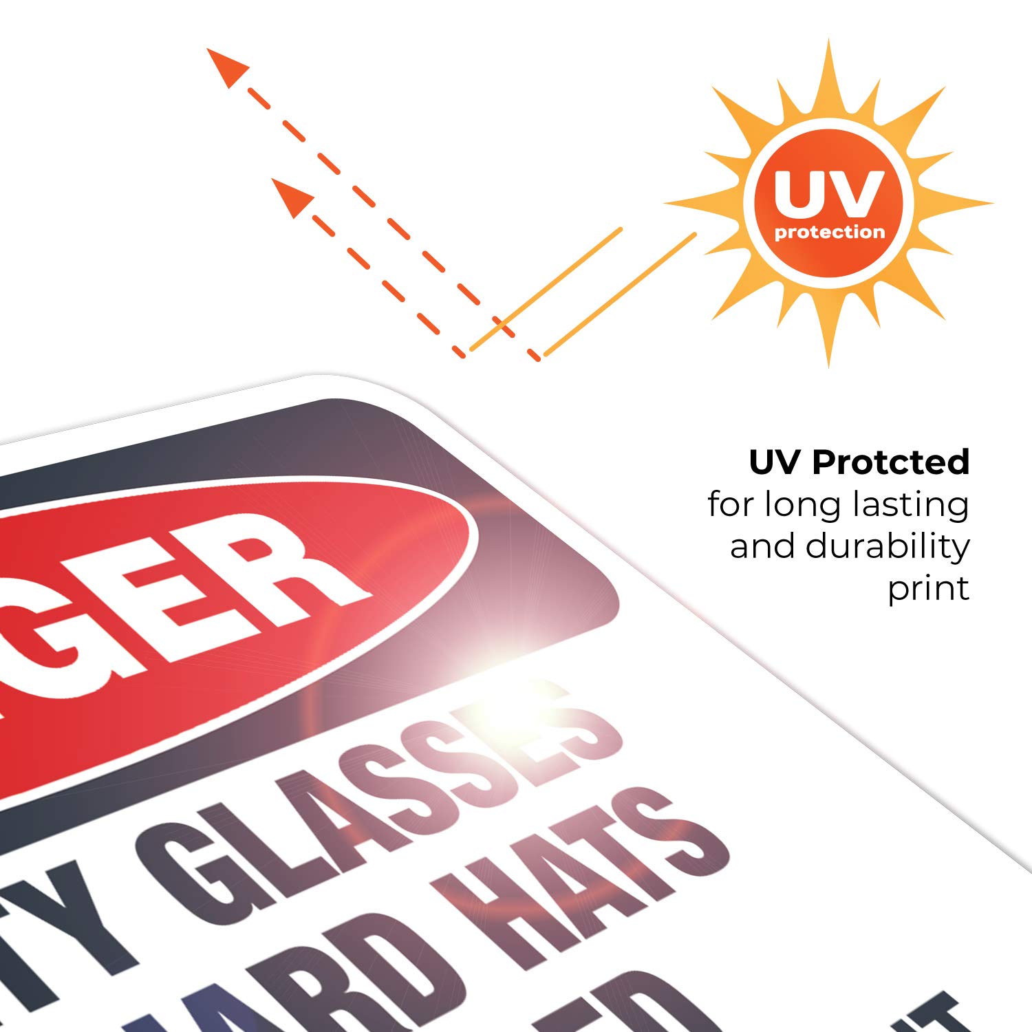 Danger Safety Glasses & Hard Hats Required Beyond This Point OSHA Sign - 10x7 Inch Vinyl Decal Sticker - Weatherproof, UV Resistant, Durable (Made in USA) - Perfect for Construction Sites, Warehouses & Industrial Areas