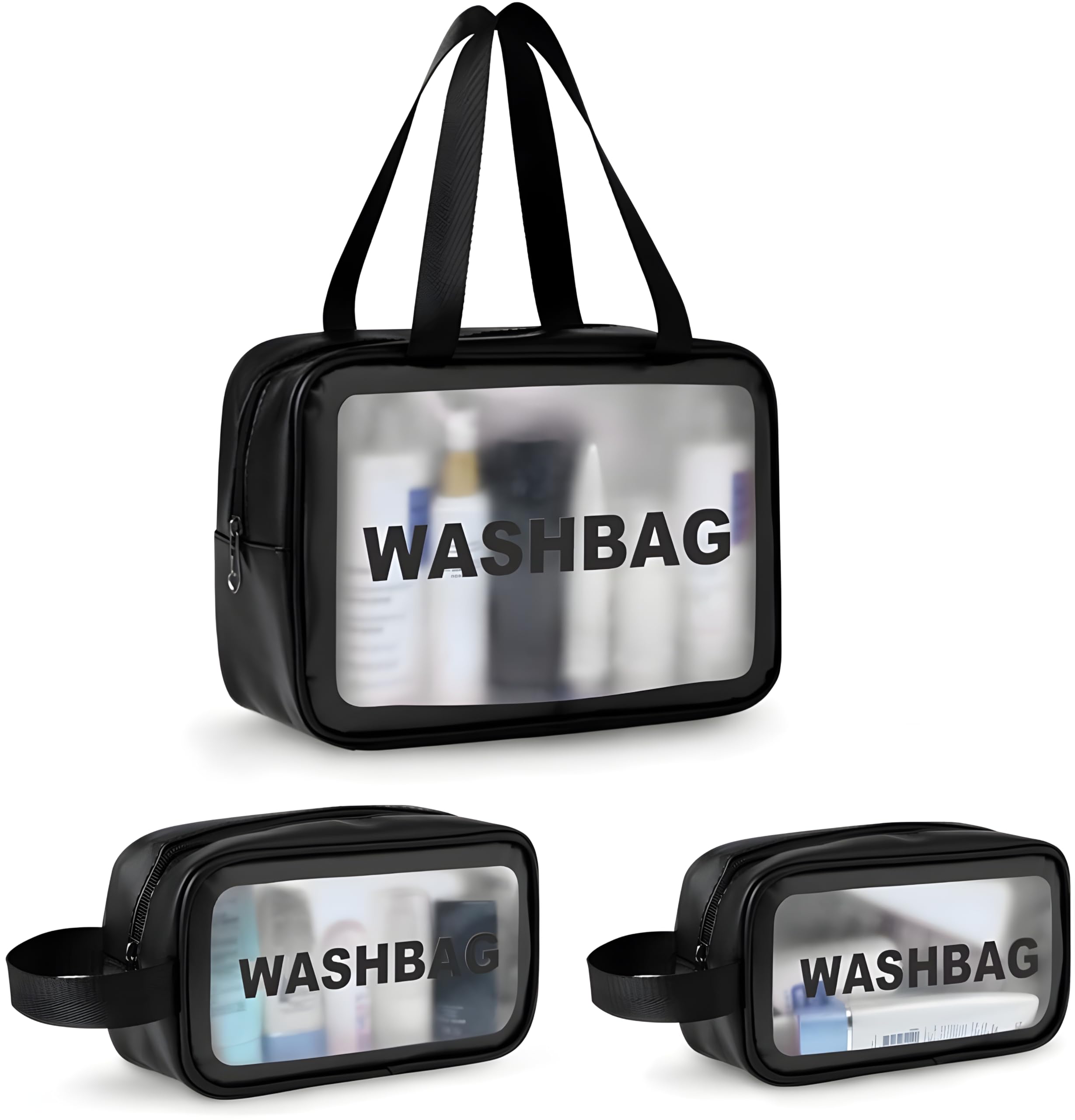 Sukee Waterproof Cosmetic Pouch Set of 3 | Travel Makeup Bag Organizer for Brushes, Toiletries & Accessories | Portable Wash Bag with Phone Stand | Perfect for Vacation, Gym & Daily Use (Multi-Color)