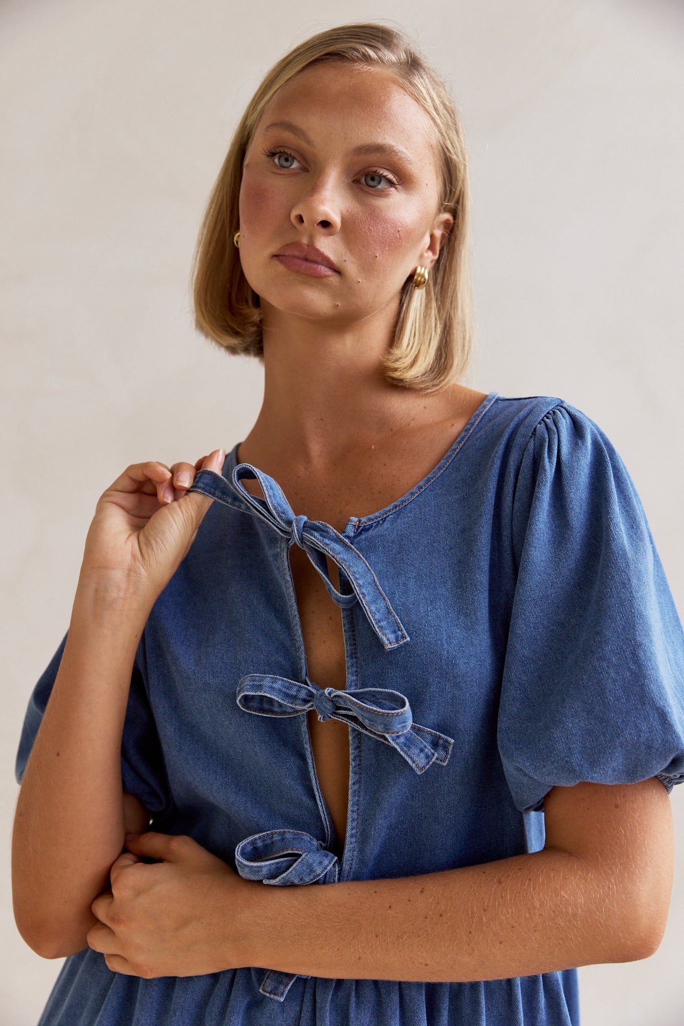 Carmela Denim Mini Dress for Women - Trendy Blue Stretch Denim Skater Dress | Perfect for Casual Outings, Date Nights & Summer Parties