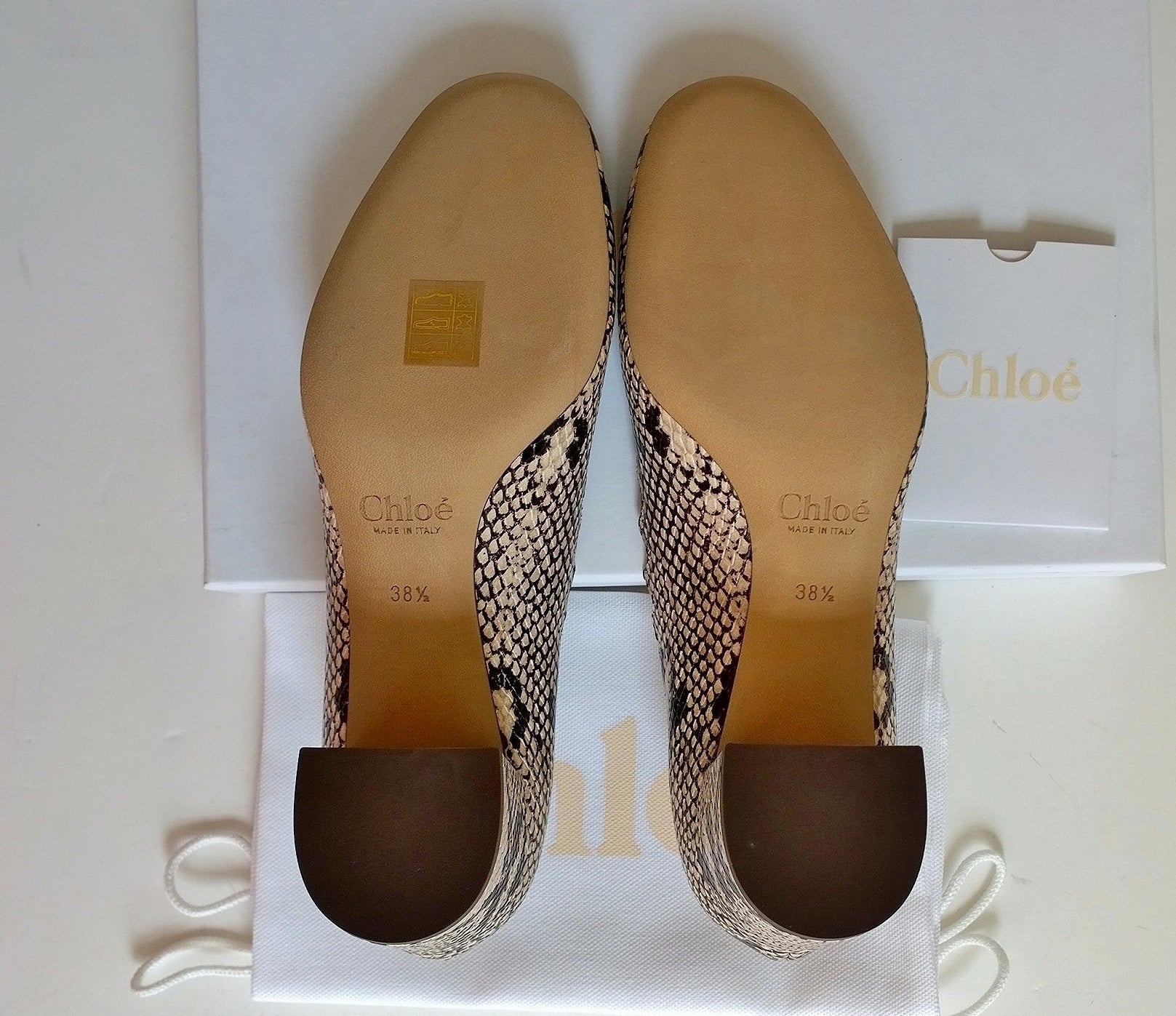 Chloé Lauren Embossed Snake Leather Block Heels in Eternal Grey & Blush Nude - Perfect for Evening Events, Weddings & Office Wear