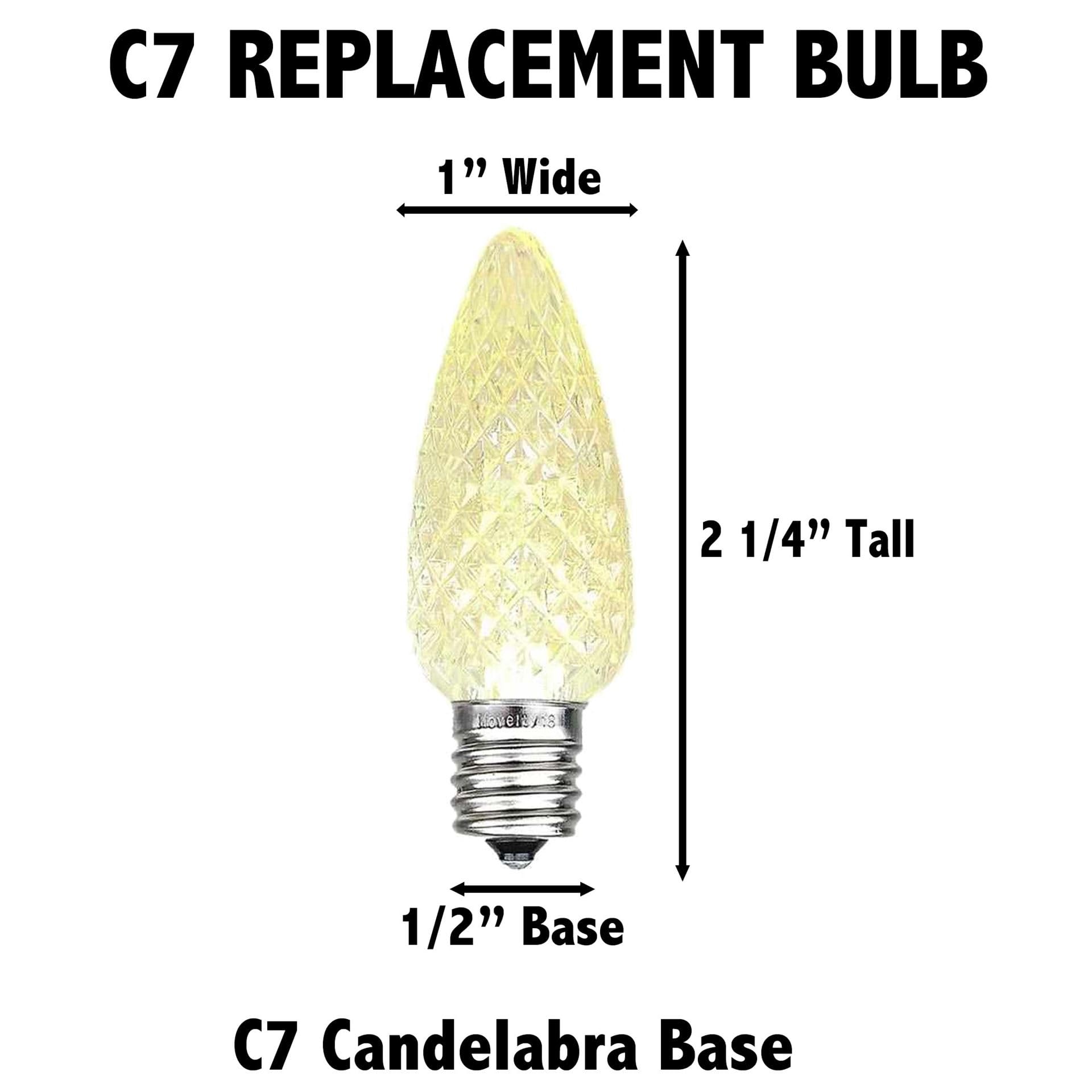 25PK C7 LED Faceted Ultra Bright Dimmable Christmas Light Bulbs - Energy Efficient Purple Outdoor String Lights for Holiday Decorations, Tree Lighting & Patio Party Decor