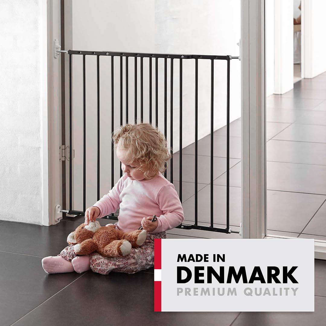 Scandinavian Pet Design SPD Wide Extending Pet Gate for Dogs & Cats - Adjustable Safety Barrier (Black) - Perfect for Doorways, Stairs & Hallways