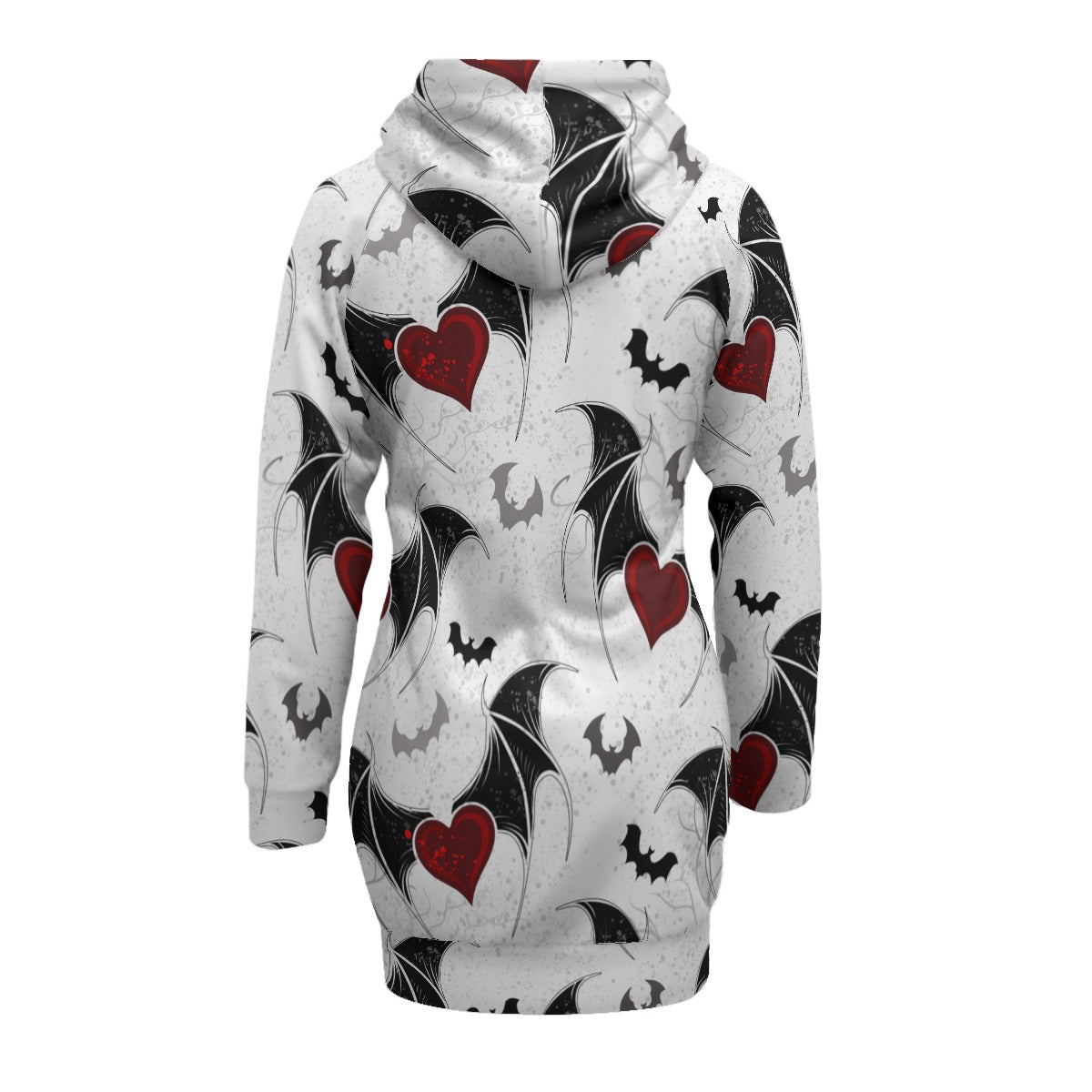 Bat Wings Hearts Hoodie - Raglan Sleeve Pullover Sweatshirt for Men & Women | Perfect for Halloween, Goth Fashion & Streetwear