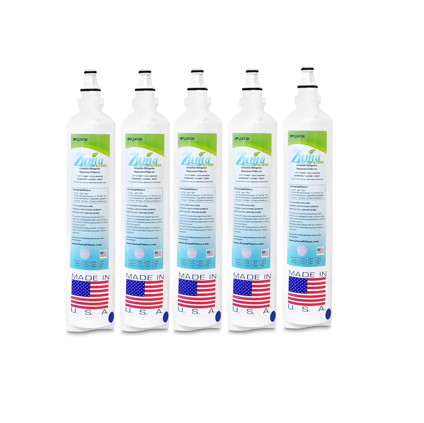 LG 5231JA2006E Compatible Refrigerator Water Filter (5-Pack) - Replacement for LG Refrigerators - Clean & Fresh Drinking Water for Home, Office & Kitchen Use