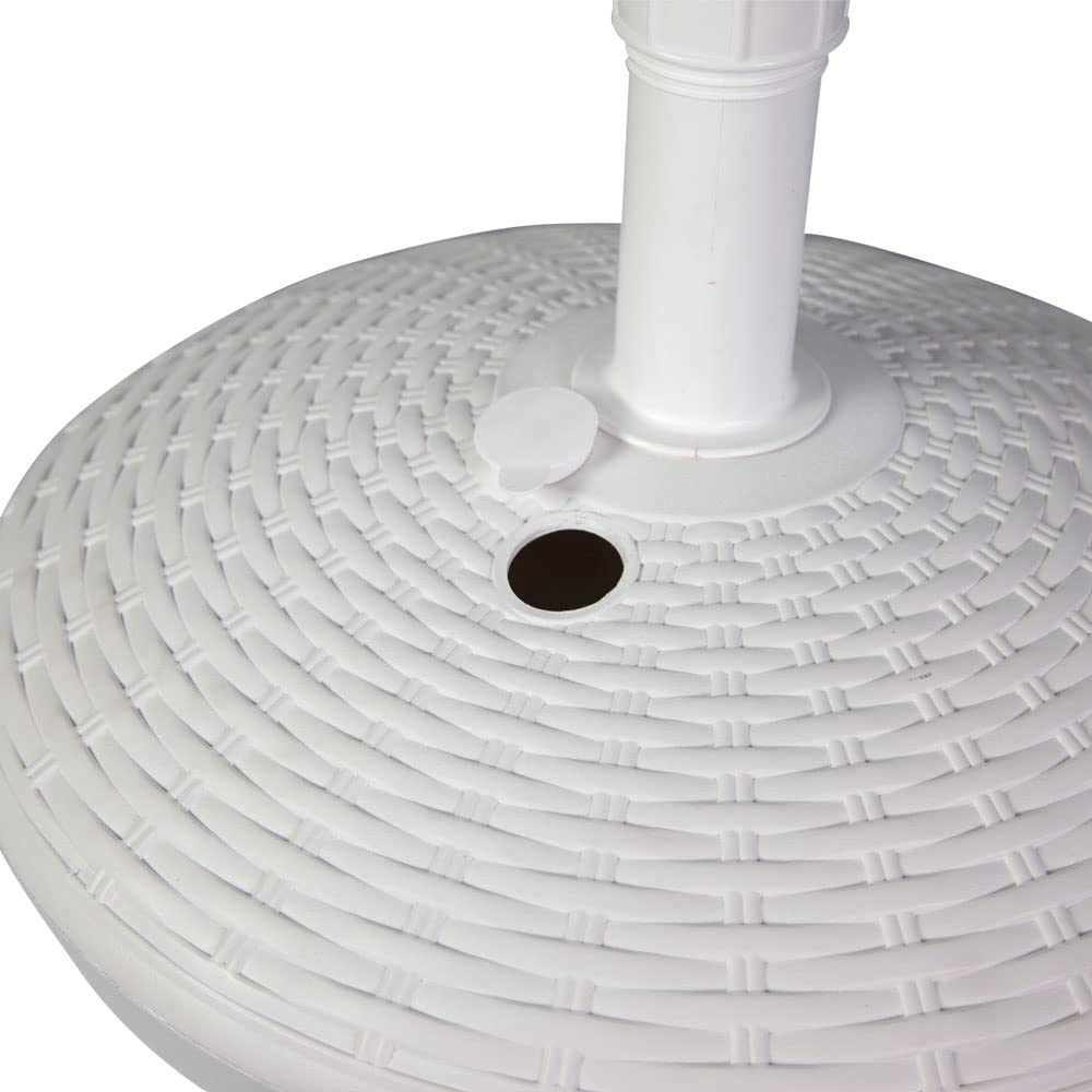 **Vispronet 67lb Heavy Duty Umbrella Base – White 22.5” Fillable Outdoor Market Umbrella Stand for Patios, Decks & Gardens – Holds 8 Gallons (108lbs) of Water or Sand – Fits Poles Up to 38mm – Perfect for Outdoor Dining, Poolside & Backyard Relaxation**