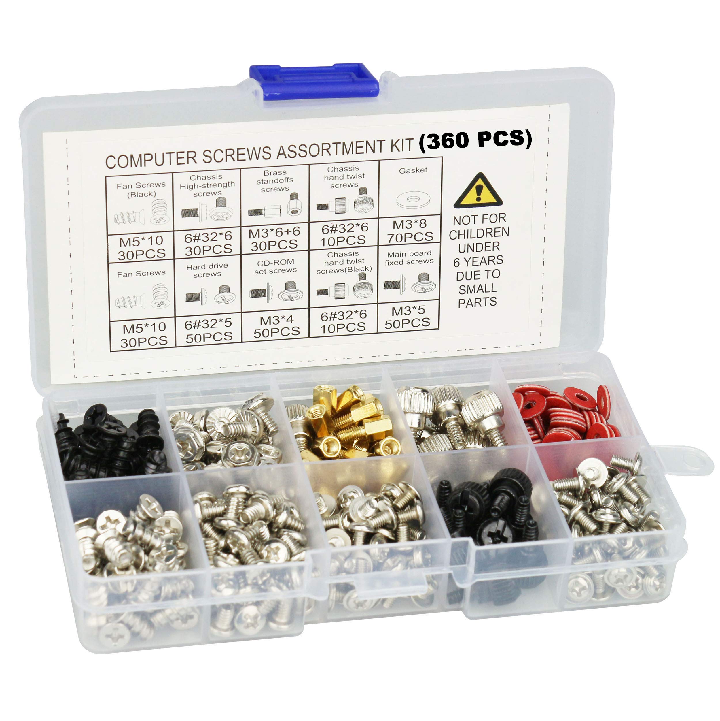 Premium Computer Screws & Standoffs Assortment Kit - M3, 6-32, Motherboard, Hard Drive, Fan, Power Supply, GPU Mounting - Perfect for PC Building, Repair & Upgrades