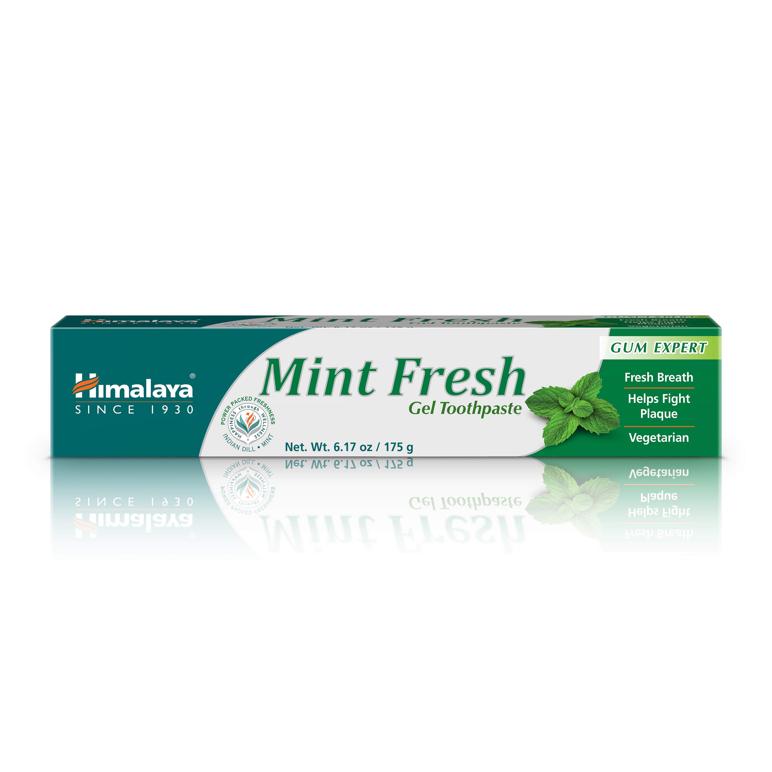Himalaya Mint Fresh Gel Toothpaste - Fluoride Free for Plaque Reduction & Teeth Whitening, 6.17 oz - Natural Oral Care for Fresh Breath & Healthy Gums - Perfect for Daily Use at Home or Travel