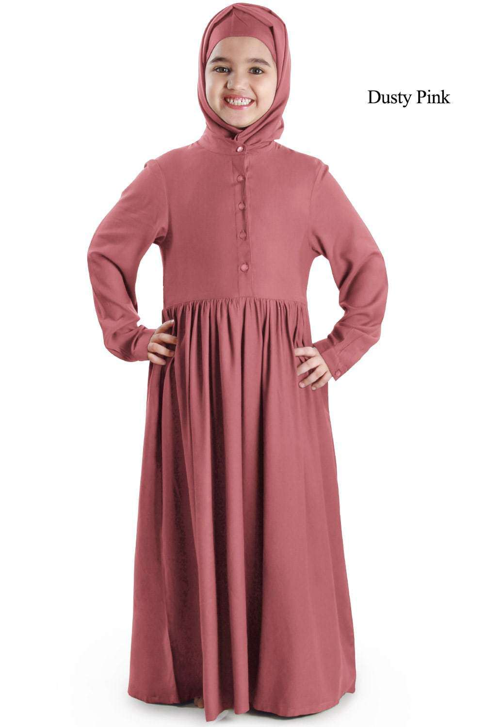 Rizqin Rayon Kids Abaya Dress - Islamic Prayer Outfit for Girls - Perfect for Eid, Mosque & Special Occasions