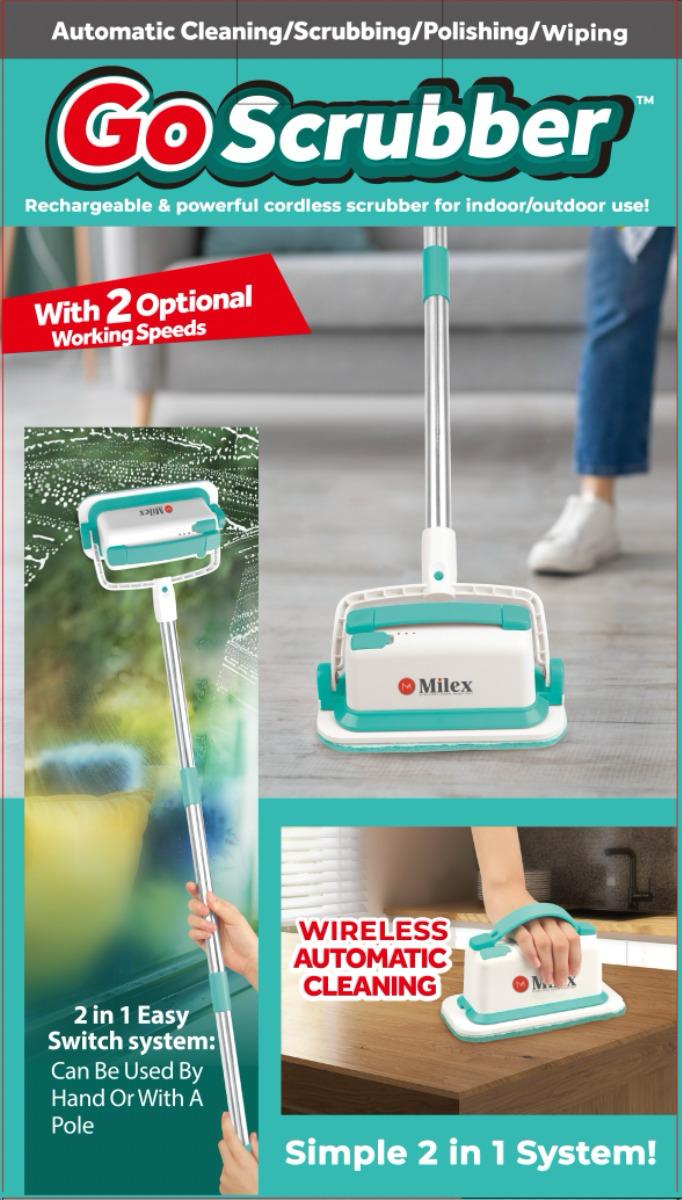 Milex Cordless Electric Scrubber - Powerful Vibration Cleaning Brush for Stubborn Dirt & Grime - Perfect for Bathroom Tiles, Kitchen Sinks & Outdoor Cleaning