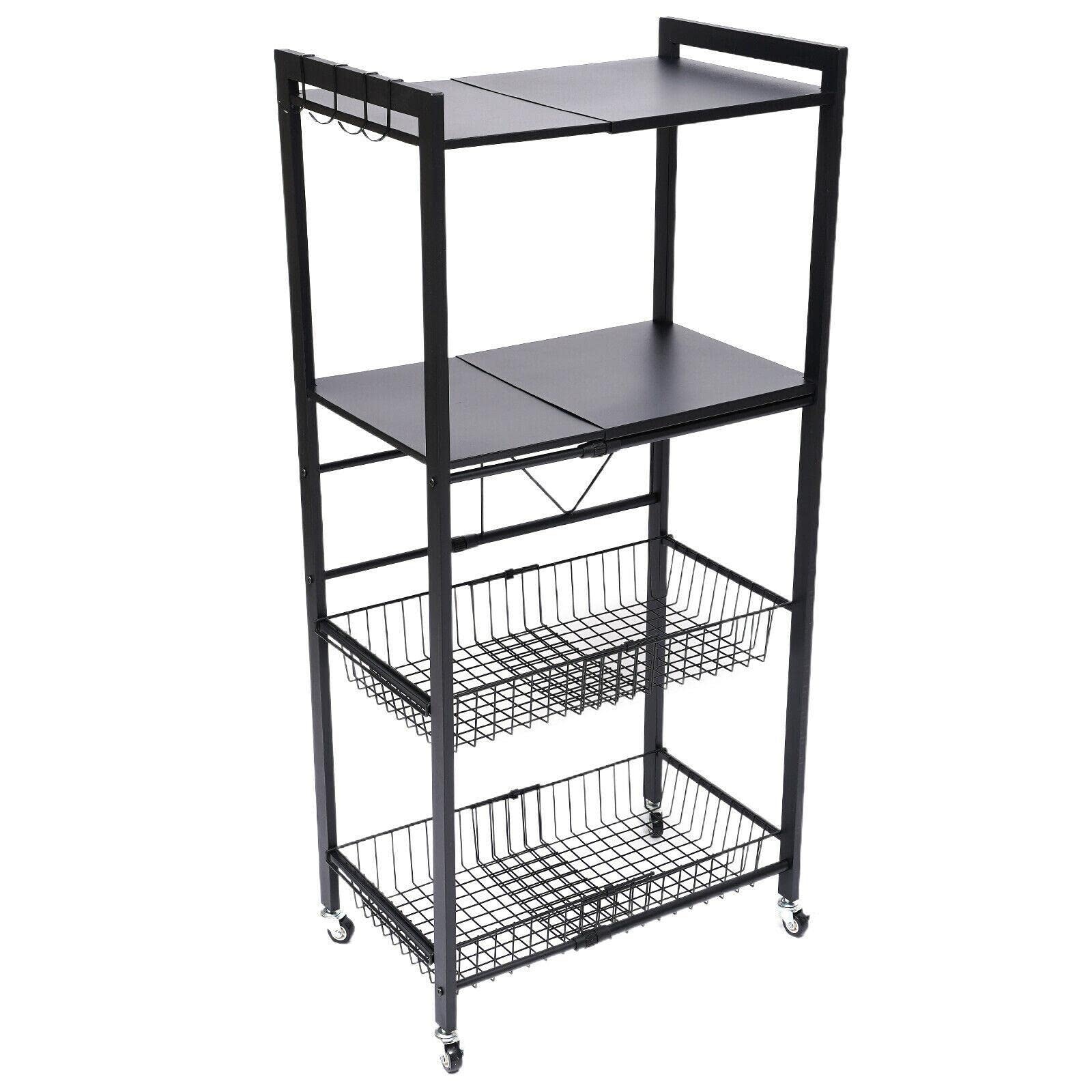 AWED 4-Tier Microwave Oven Stand - Space Saving Kitchen Storage Organizer Shelf for Microwave, Spices, Cookware & Utensils - Perfect for Small Kitchens, Apartments & Dorm Rooms