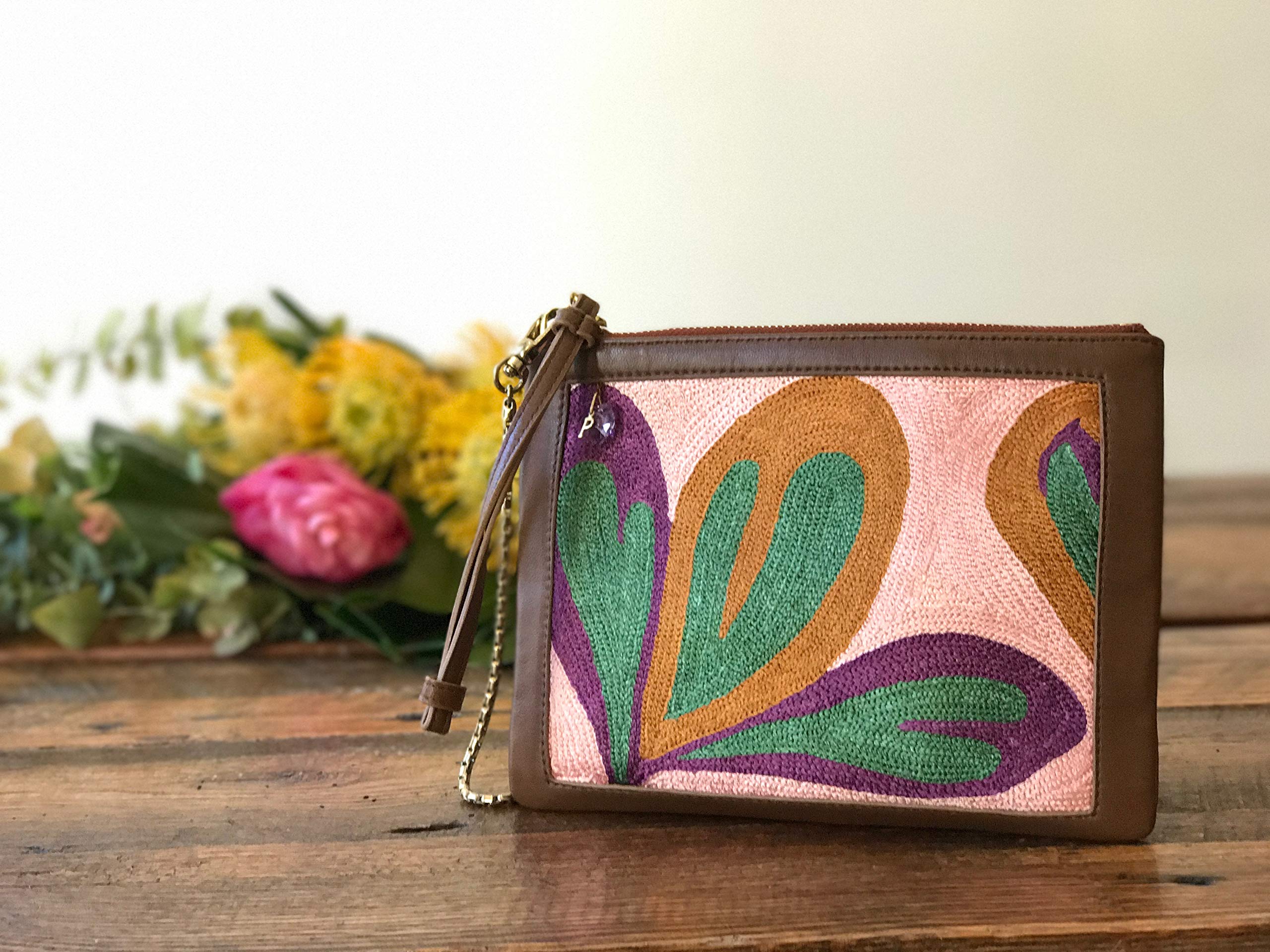 Handmade Leather Crossbody Bag for Women - Elegant Hand-Embroidered Clutch Purse with Wallet | Fashionable Shoulder Bag for Daily Use, Date Night & Special Occasions