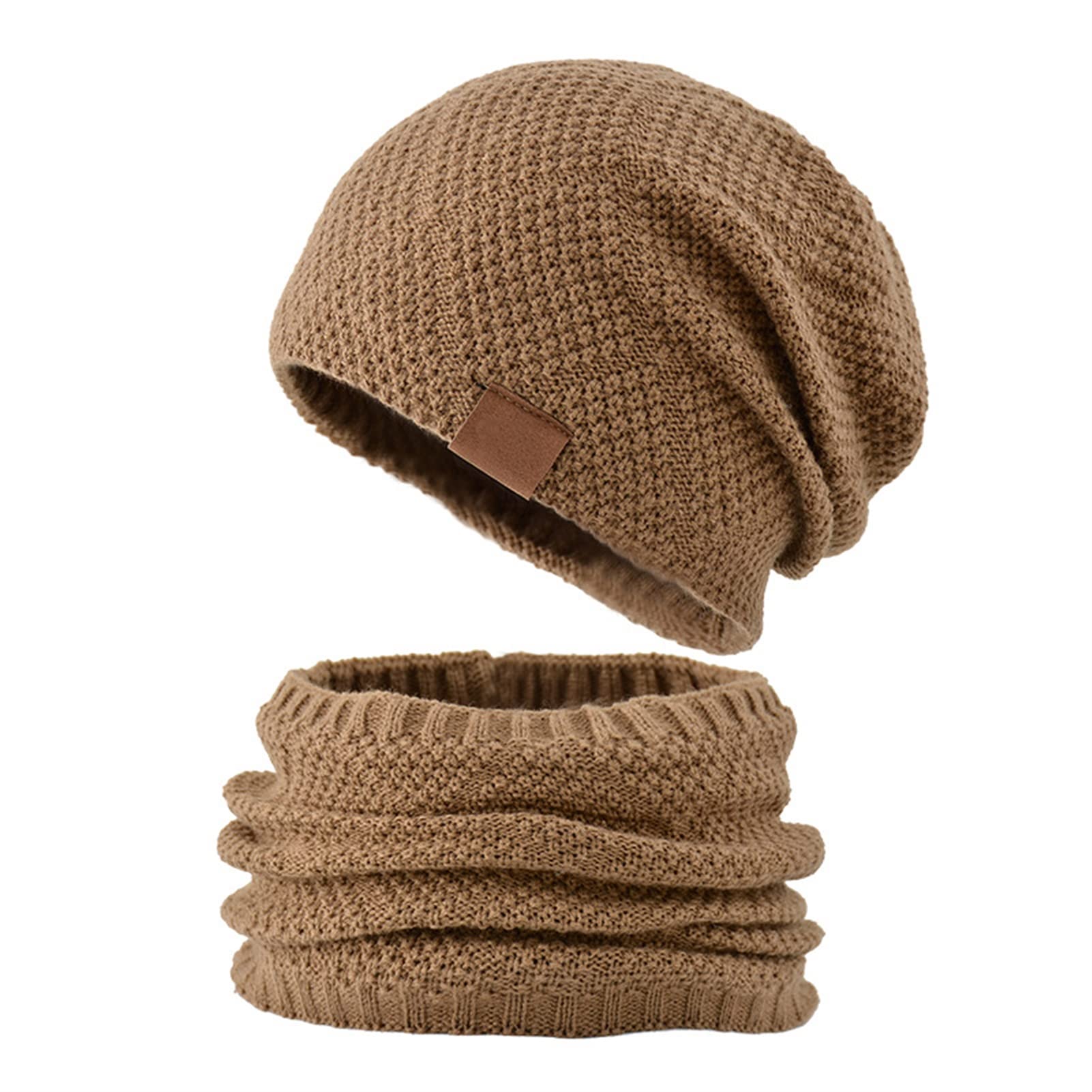 Insun Men's Stretchy Knitted Beanie Hat with Scarf - Winter Warm Fleece Lined Skull Cap & Neck Warmer Circle Loop Scarf for Outdoor Activities, Skiing, Snowboarding, and Cold Weather Protection