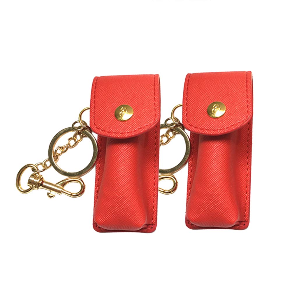 Healifty 2pcs Red Lipstick Keychain Bag - Portable Lip Balm Holder & Lip Pouch for Women | Perfect for Travel, Gym, and Everyday Essentials Organization