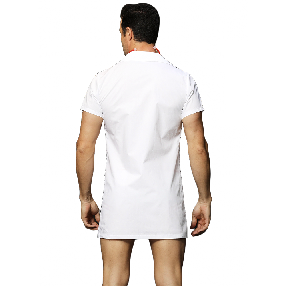 JSY Sexy Men's Doctor Costume Set - White Coat, Shorts & Stethoscope for Halloween, Cosplay & Role Play