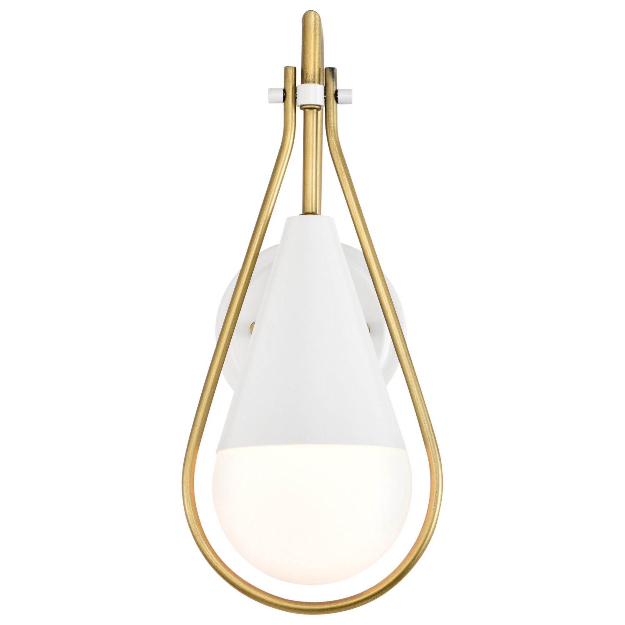 Admiral 15-Inch Modern Wall Sconce Light Fixture - Matte White & Natural Brass Finish - Perfect for Bedroom, Living Room, and Hallway Lighting