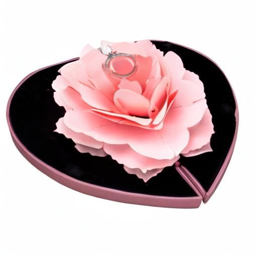 Wonuu Heart Shaped Pink Engagement Ring Box - Romantic Rose Jewelry Storage Holder for Women, Perfect Proposal Wedding Gift (Great for Surprise Proposals, Anniversary Gifts & Jewelry Organization)