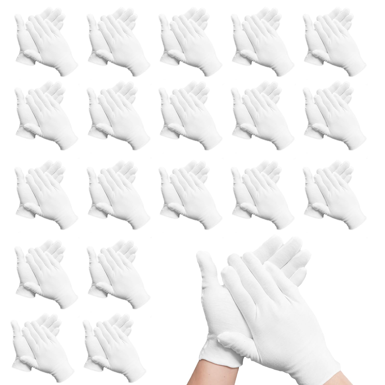 40 Pcs White Cotton Gloves for Eczema & Dry Hands Relief - Moisturizing Gloves for Men & Women (Large Size) - Perfect for Nighttime Skincare & Hand Treatment