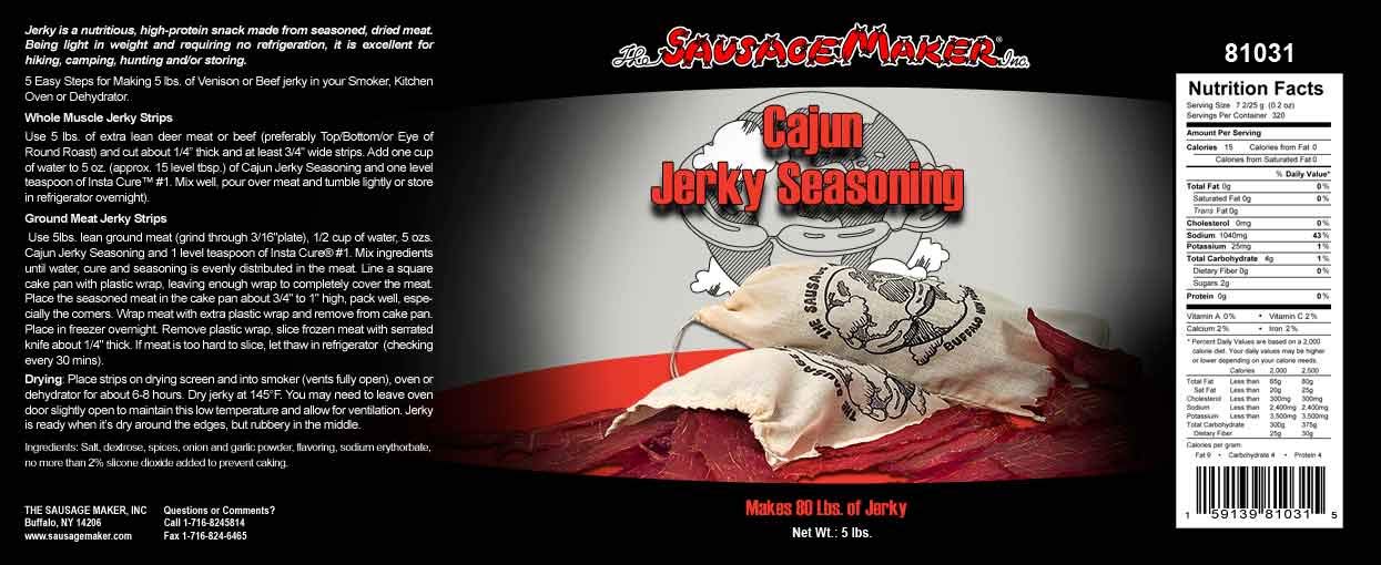 Cajun Pepper Jerky Seasoning with InstaCure #1 - 5 lb Bulk Pack for Homemade Beef, Venison & Turkey Jerky - Perfect for Camping, Snacking & Gifts