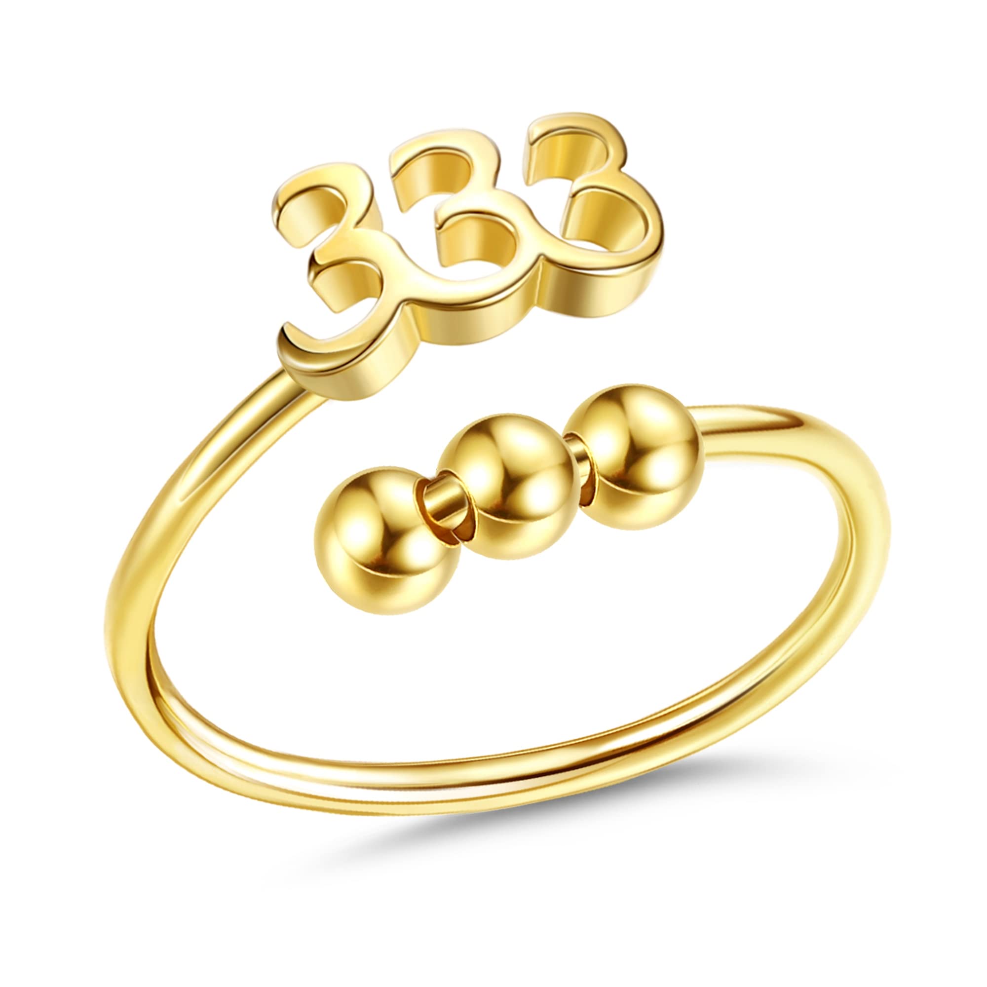 MUSECLOUD 925 Sterling Silver Anxiety Relief Fidget Ring for Women - Adjustable, Stackable Angel Number Rings (111, 222, 333, 444, 555, 666, 777, 888, 999, 000) - Stress Relief Jewelry for Work, Meditation & Daily Wear