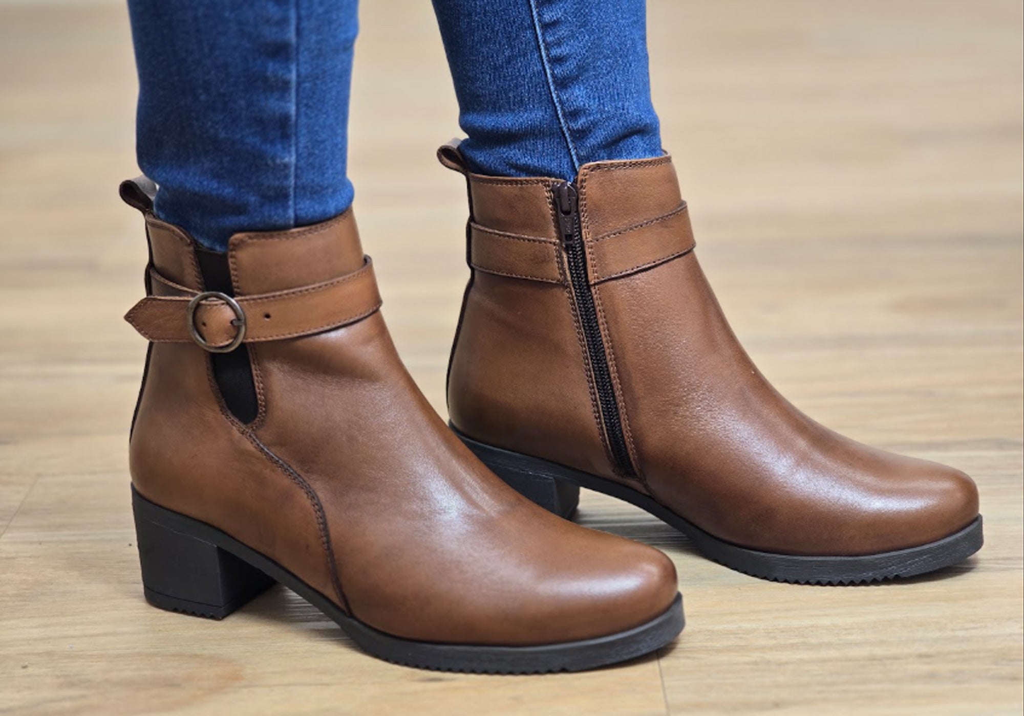 Orizonte Aquem Women's European Comfortable Leather Ankle Boots - Stylish & Supportive Footwear for Work, Travel & Everyday Wear