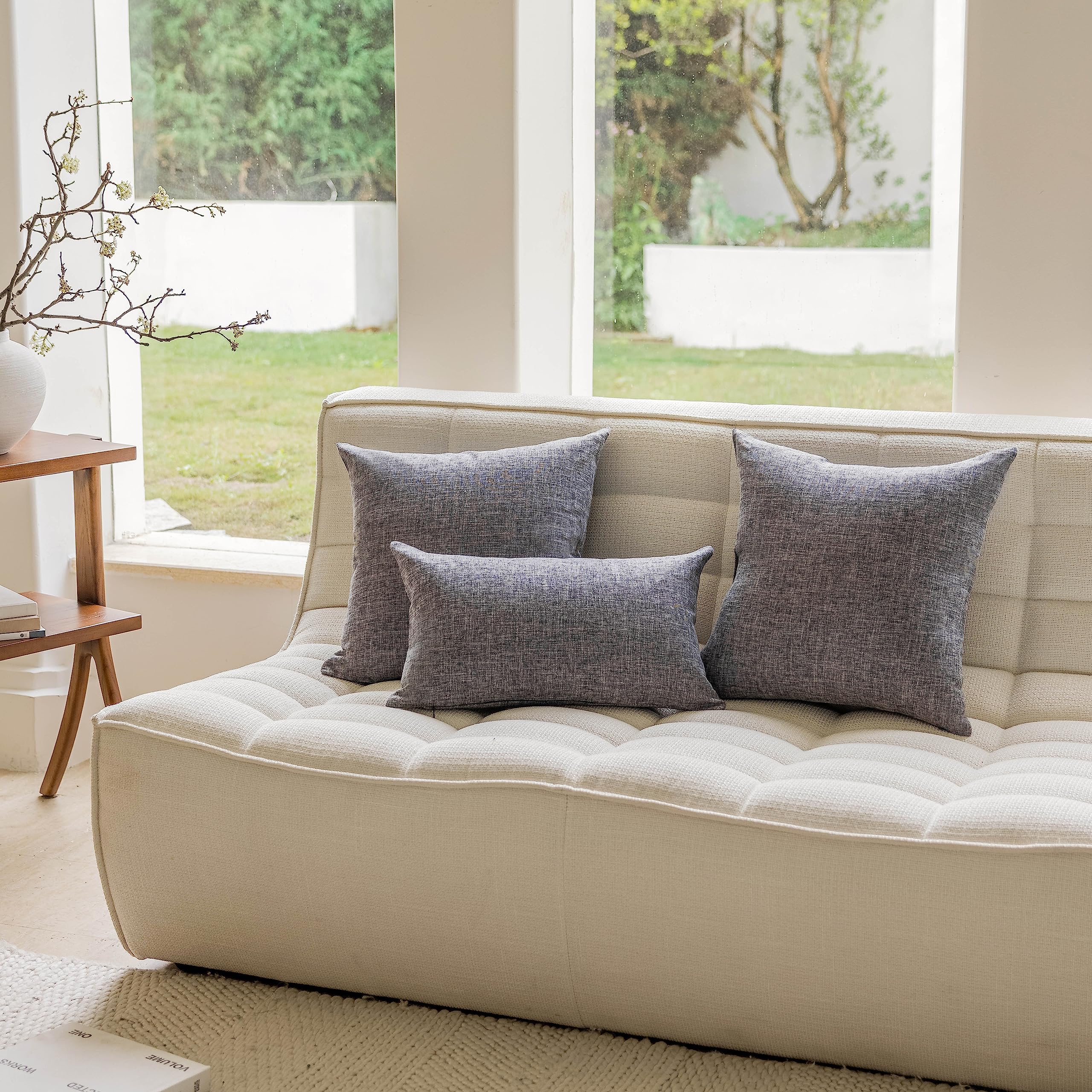 26x26 Inch Euro Shams Set of 2 - Soft Washable Linen Pillow Covers for Couch & Sofa - Farmhouse Decorative Throw Pillow Cases in Ash Grey - Perfect for Living Room, Bedroom & Home Decor