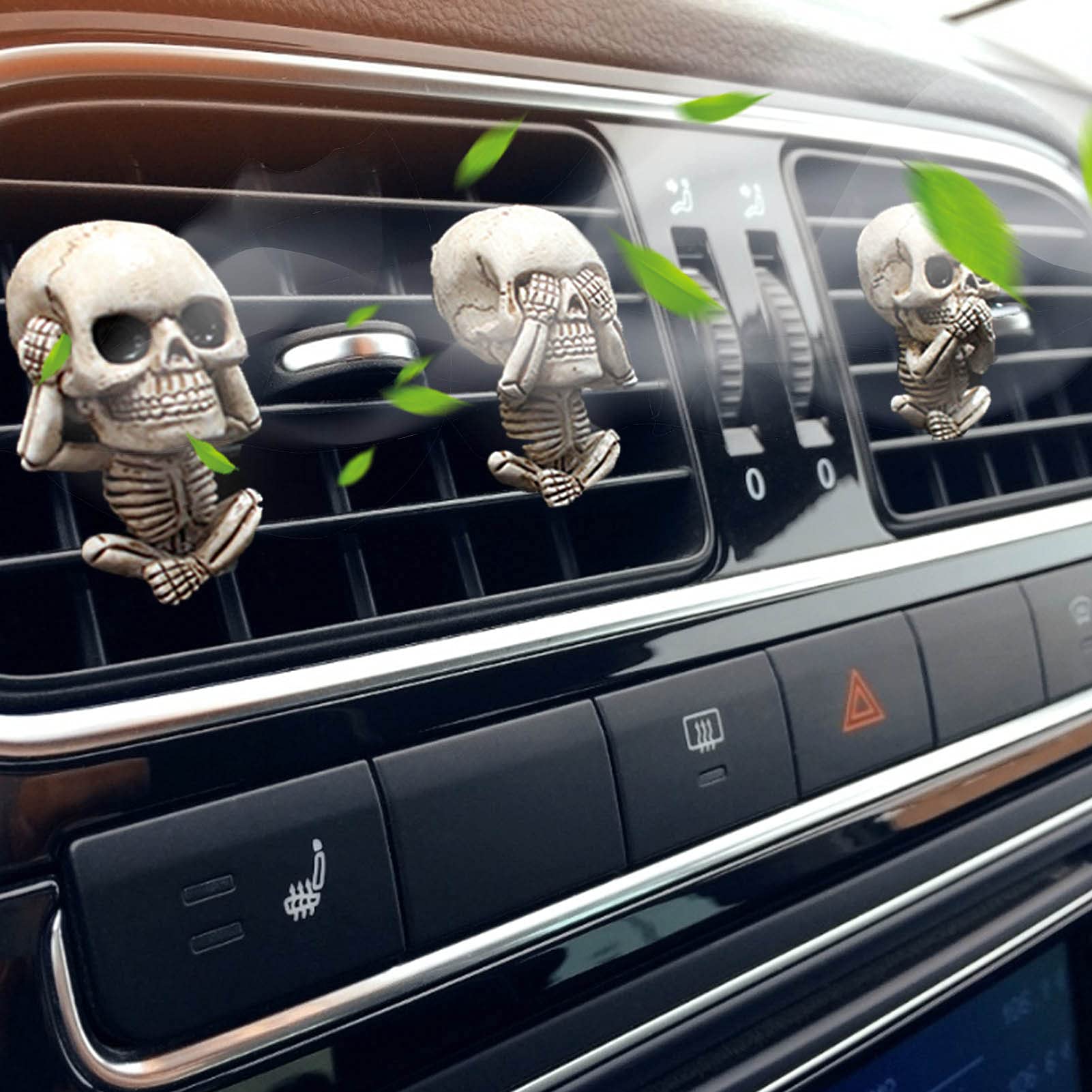 3 Pack Skull Car Fragrance Diffuser - Human Body Skeleton Aromatherapy Vent Clips, Resin Car Interior Decor for Men & Women, Perfect for Halloween, Birthday Gifts, and Everyday Car Freshening