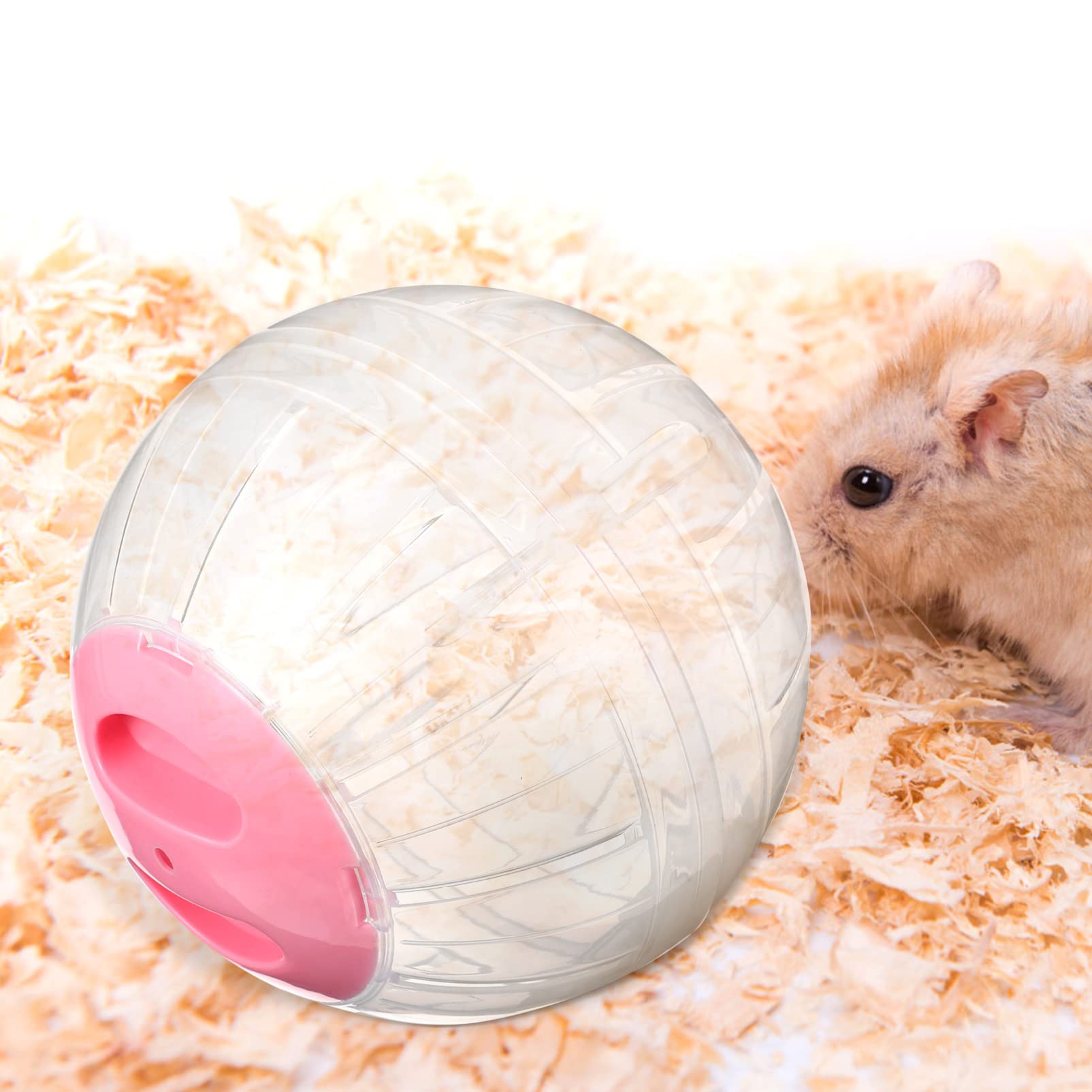 POPETPOP 2PCS Transparent Hamster Exercise Ball & Wheel Set - 5.7 Inch Small Pet Running Toy for Dwarf Hamsters to Increase Activity - Perfect for Cage Play & Safe Indoor Exercise