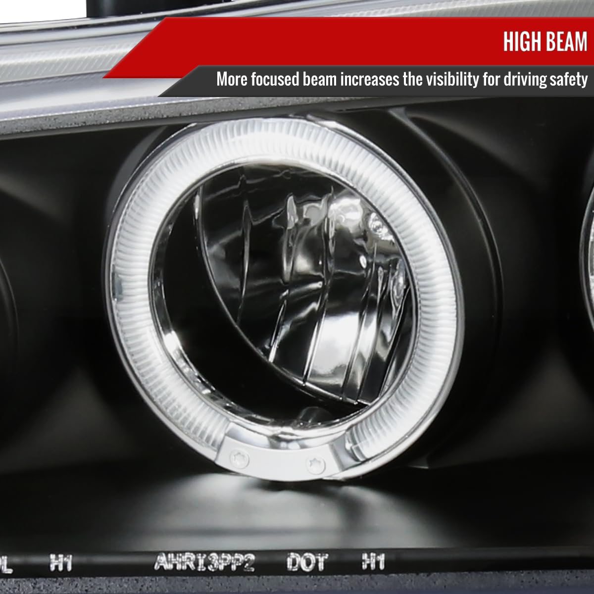 94-97 Honda Accord LED Halo Projector Headlights - Black Pair for 2/4 Door Models | High Visibility Night Driving & Custom Car Styling