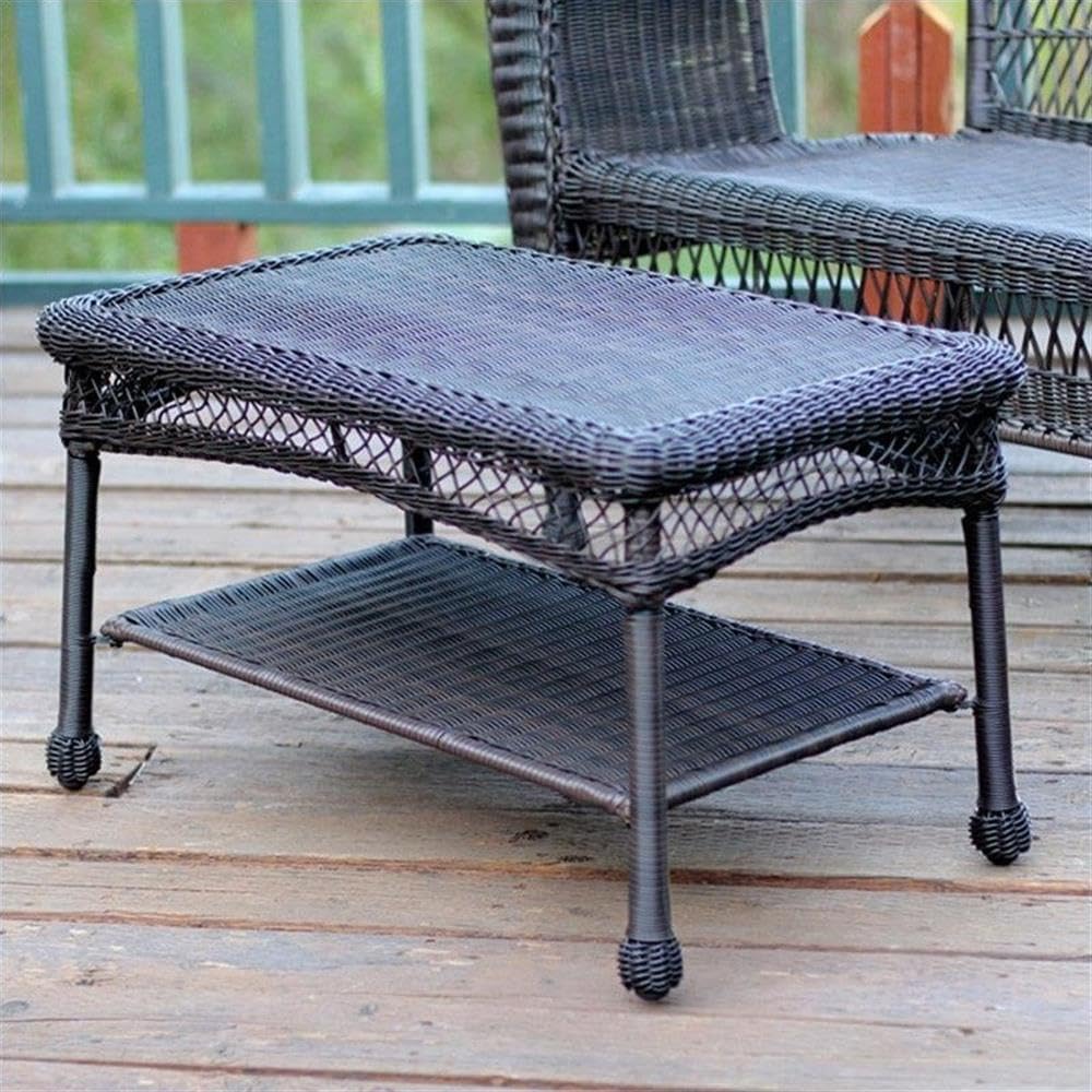 Modern Espresso Wicker Patio Coffee Table - Outdoor Furniture for Garden, Poolside & Backyard Relaxation