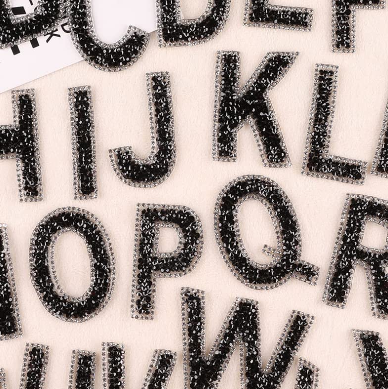 26 Pcs Self-Adhesive Glitter Rhinestone Alphabet Letter Stickers (A-Z) for DIY Scrapbooking, Card Making, Home Decor & Craft Projects - Black