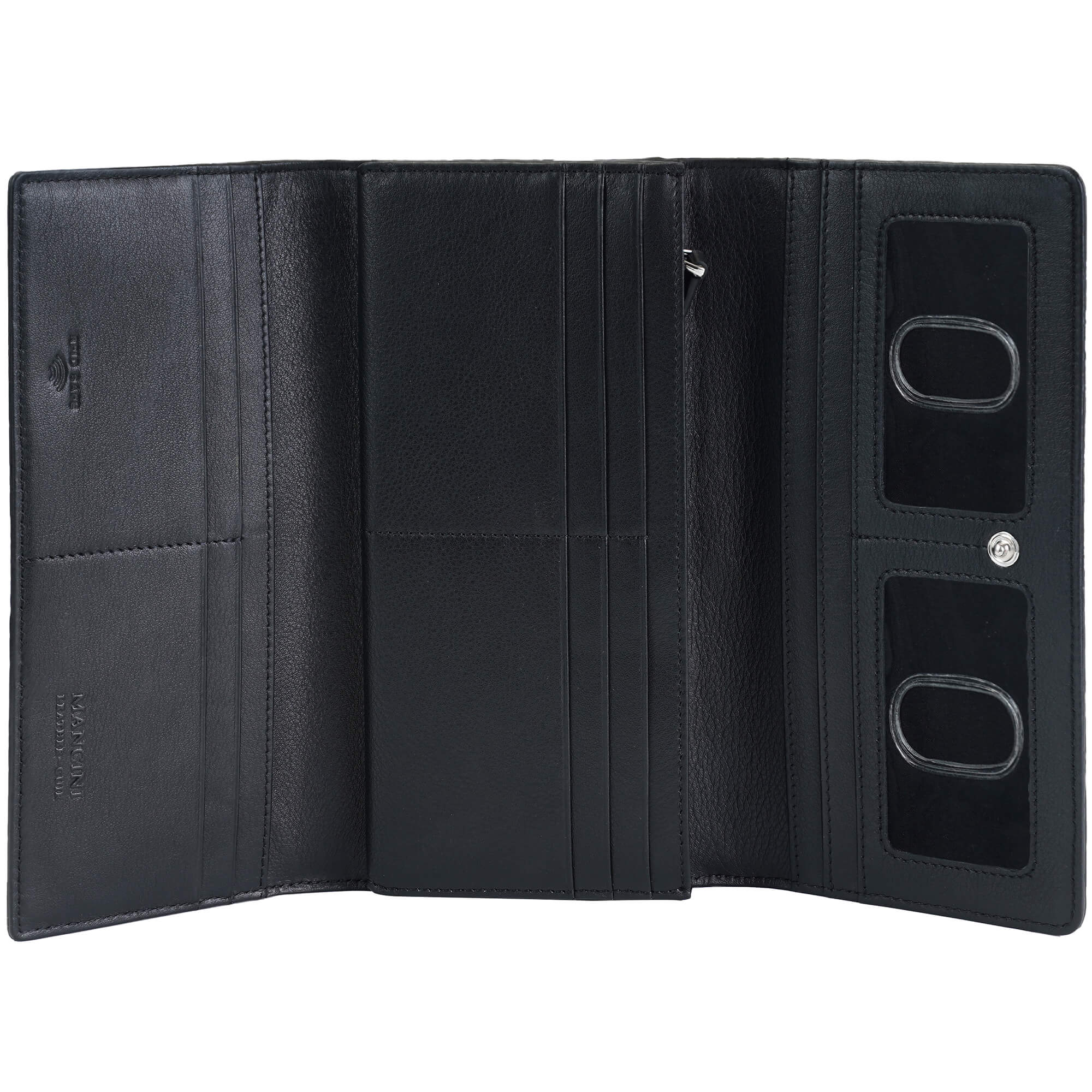 Mancini Croco2 Women's Trifold RFID Blocking Wallet - Genuine Leather Credit Card Holder for Everyday Use & Travel Security