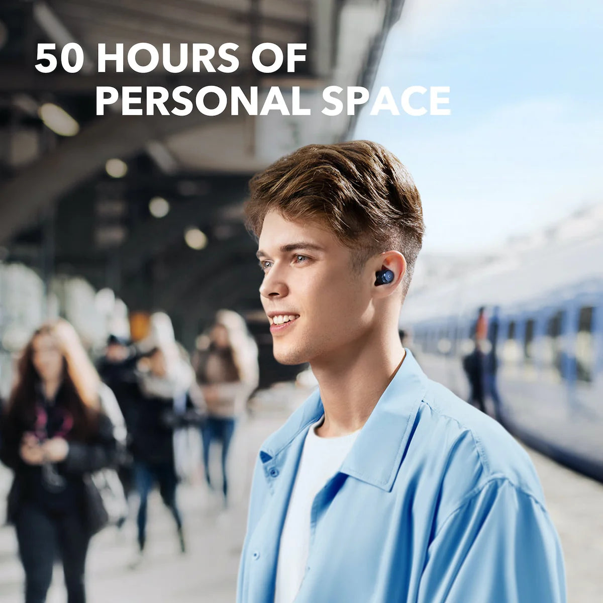 Space A40 Wireless Earbuds with Active Noise Cancelling, 50H Playtime, Bluetooth 5.3 - Perfect for Travel, Workouts & Daily Commute