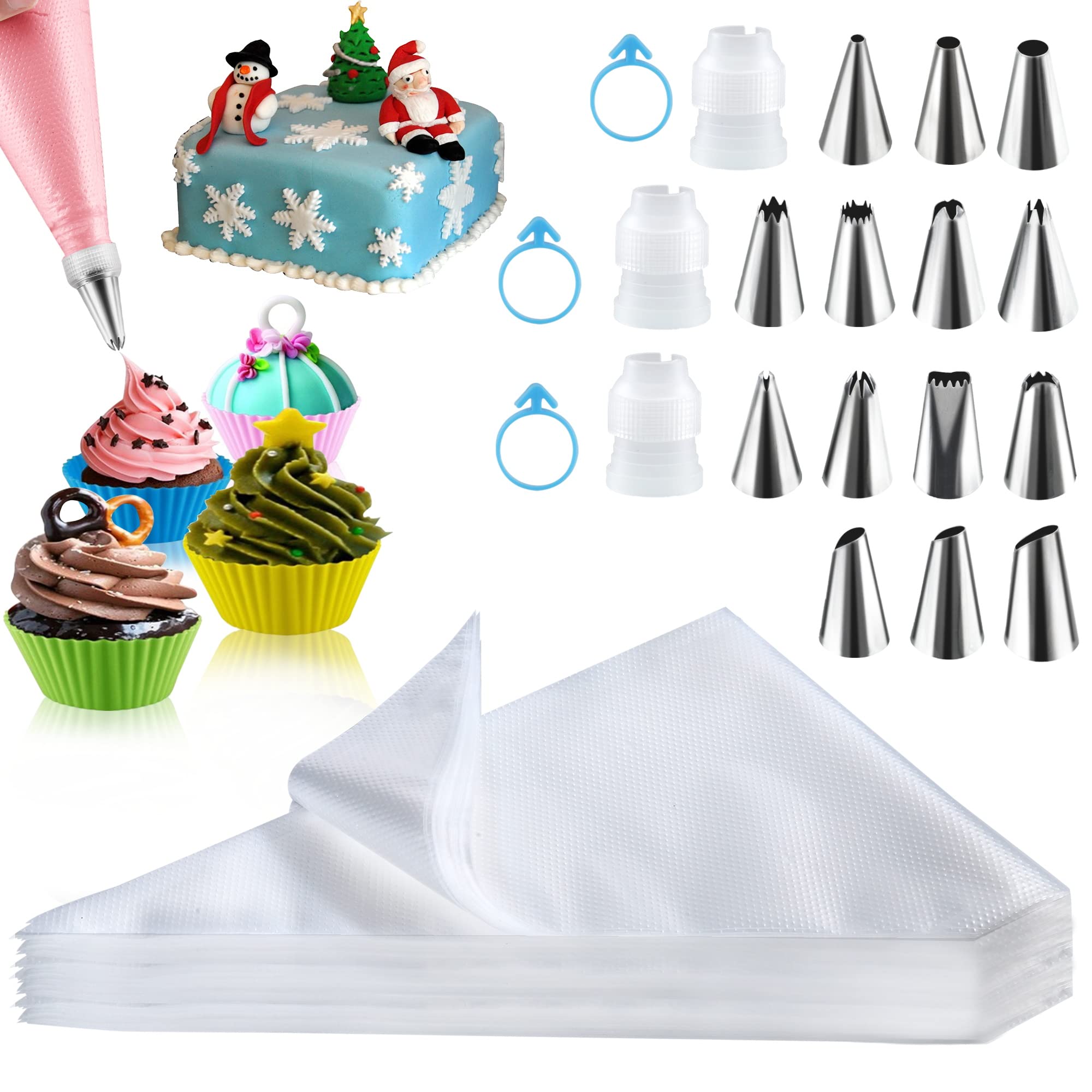 Firstake 12-Inch Disposable Piping Bags 100-Pack - Thickened Anti-Burst Pastry Bags with Non-Slip Grip - Perfect for Cupcake, Cookie & Cake Decorating - Essential Baking Tools for Home Bakers & Professionals